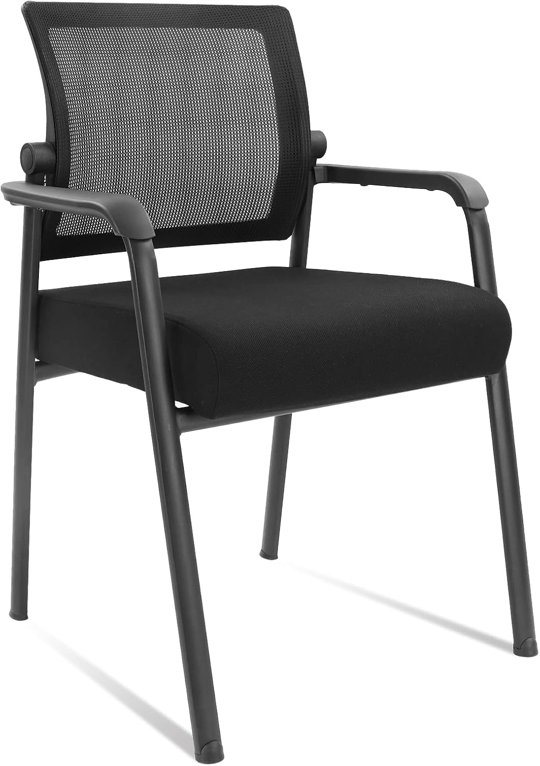 Desk Chair No Wheels with Adjustable Mesh Backrest, Arm Chair with Ergonomic Lumbar Support and Thickened Seats Cushion, Waiting Room Chairs for Office School Church Guest Reception, 2PACK