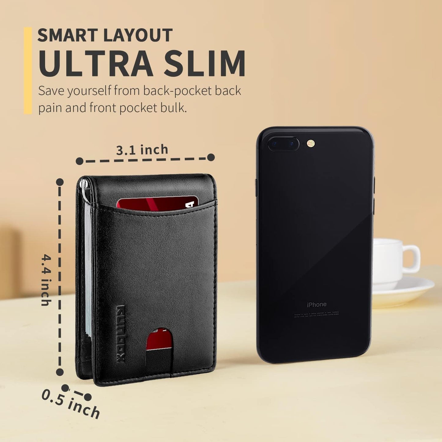 Slim Money Clip Wallets for Men RFID Blocking 11 Card Holder Minimalist Small Thin Carbon Leather Bifold Mens Front Pocket Wallet Gift Box