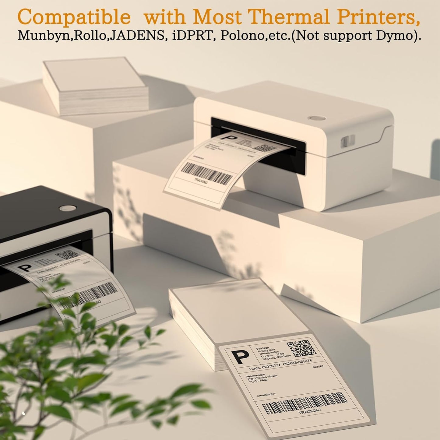 4" x 6" Thermal Labels, 200 Fanfold Labels, Direct Thermal Shipping Label Compatible with Nelko, Rollo, Zebra, Brother, Orgbro, Munbyn, Jadens Shipping Label Printer, Commercial Grade