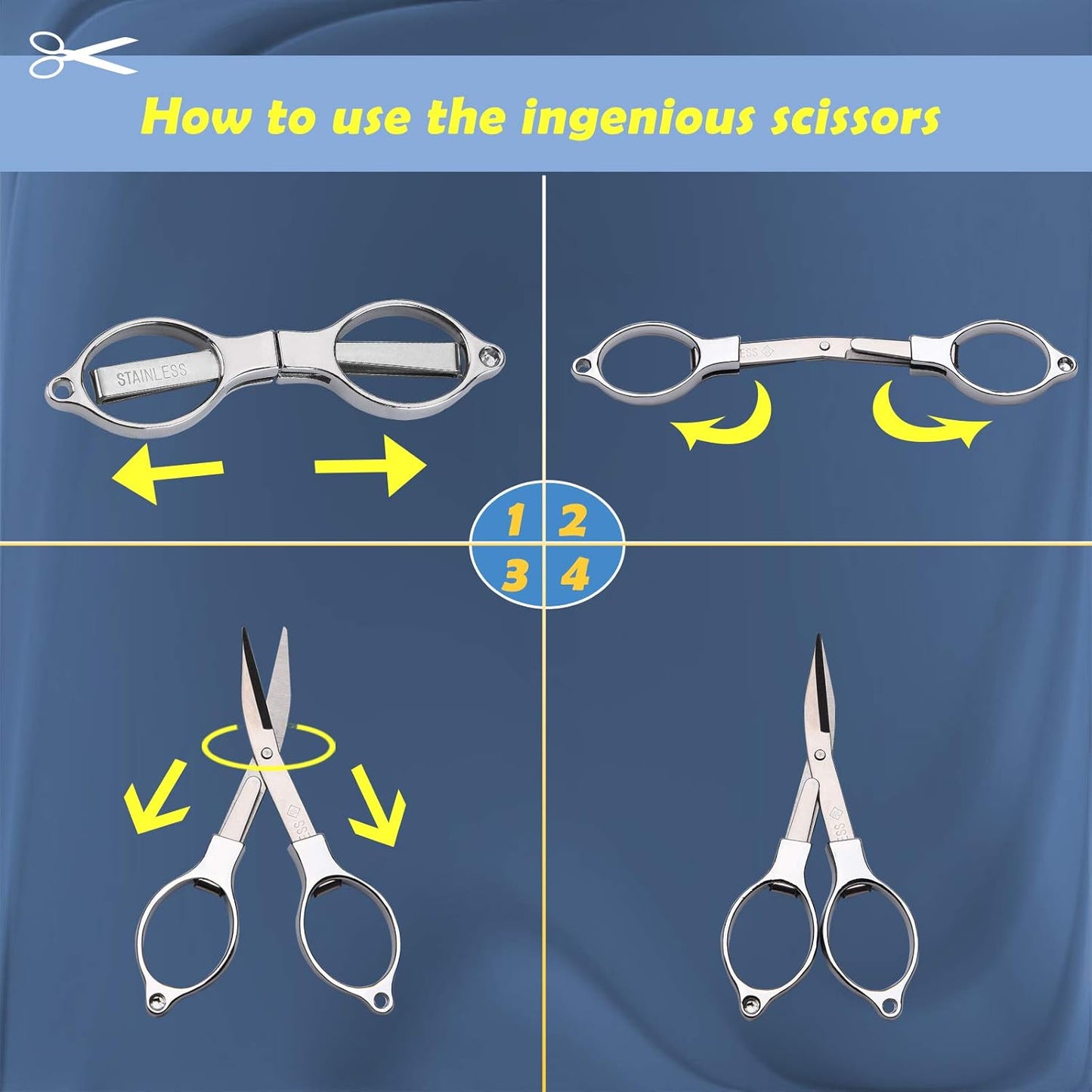 firiKer Home Office Travel Folding Scissors, Stainless Steel Telescopic Cutter, Christmas Stocking Stuffers for Men & Women, Christmas Gifts Stocking Stuffer Ideas, Trip Scissors for Xmas gift