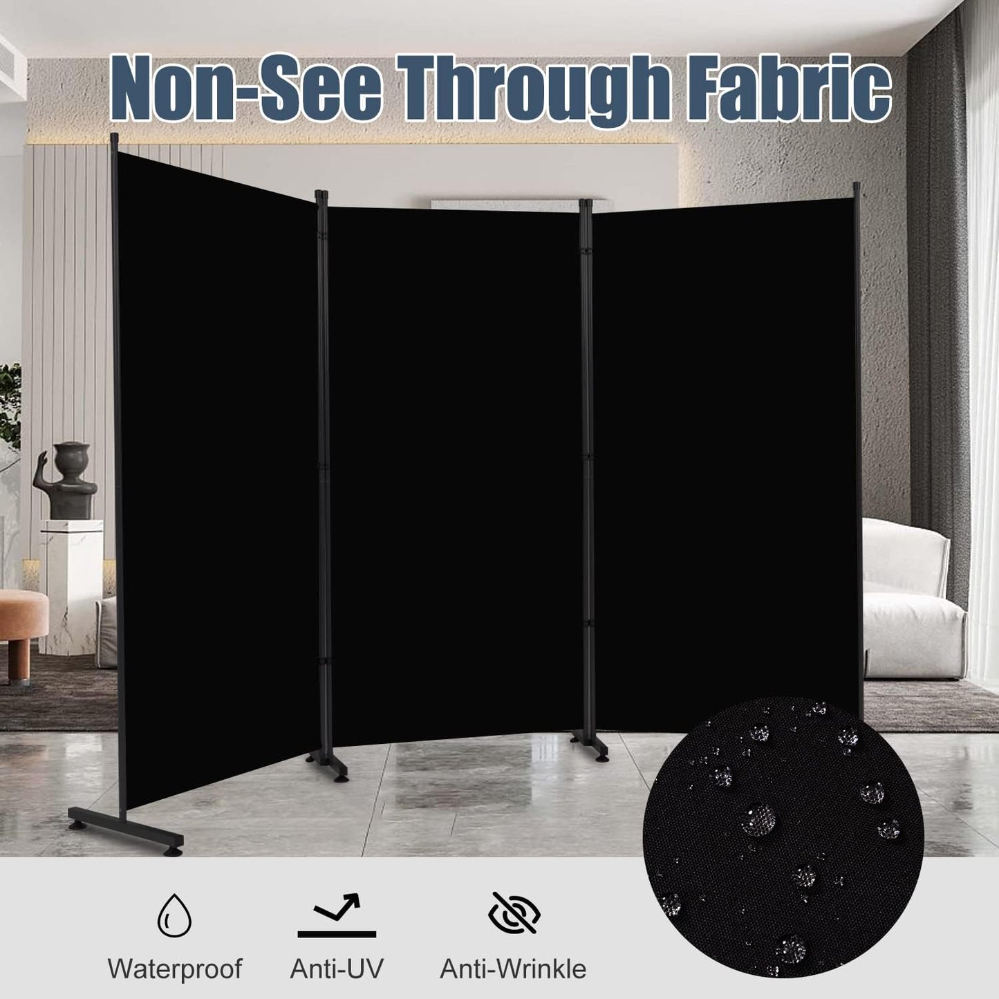Room Divider 6ft Room Dividers and Folding Privacy Screens, 3 Panel Partition Room Divider Fabric Panel, Indoor Wall Divider for Room Separation Freestanding Space Separators for Bedroom Office Studio