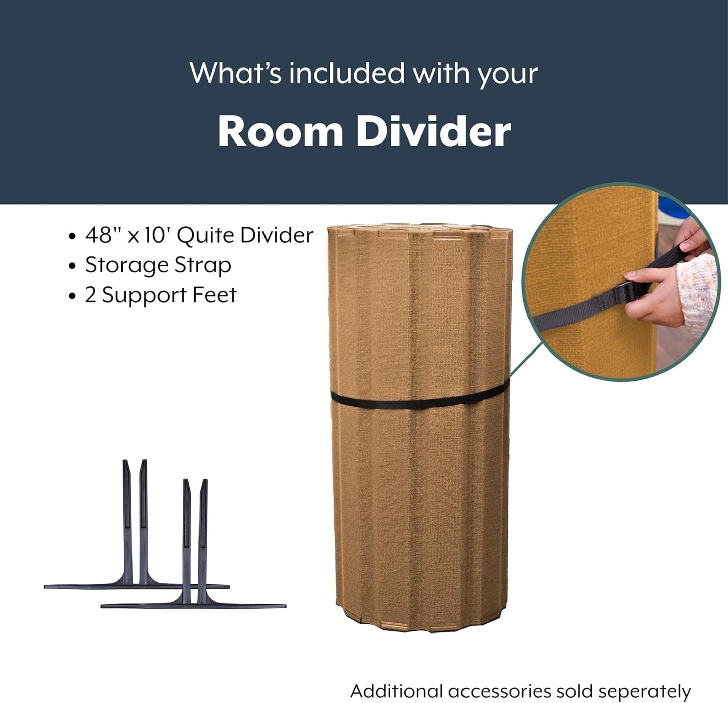 Angeles, Quiet Divider with Sound Sponge 48" x 10' Wall in Natural Tan, Free-Standing Classroom Partition for Enhanced Classroom Productivity and Noise Reduction