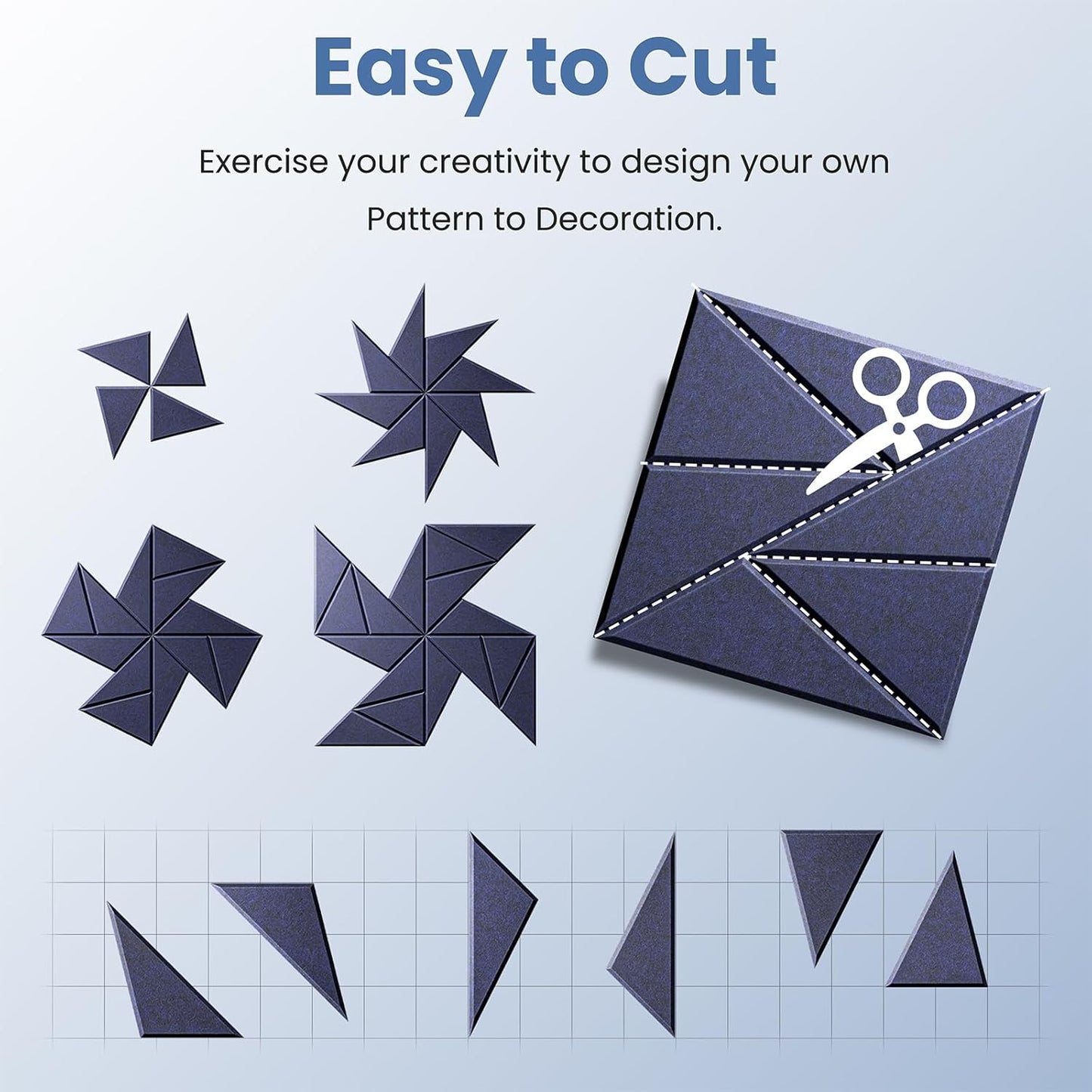 12 pack Acoustic Panels With Self-Adhesive, 12"X 12"X 0.4"Sound Proof Foam Panels, Sound Panels High Density, Soundproof Wall Panels for Home Studio Office-Dark Blue