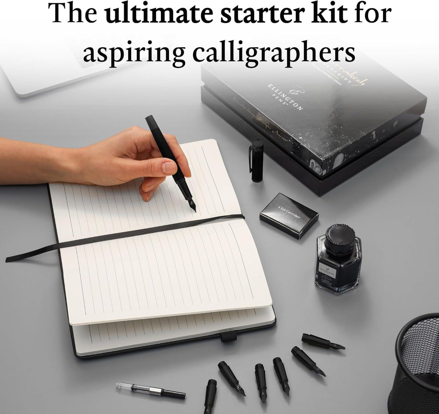 Luxury Calligraphy Set – Premium Fountain Pen with 6 Nibs, 6 Bottle, 6 Cartridges, Converter, and Elegant Gift Box – Perfect for Calligraphers, Writers, Gifting