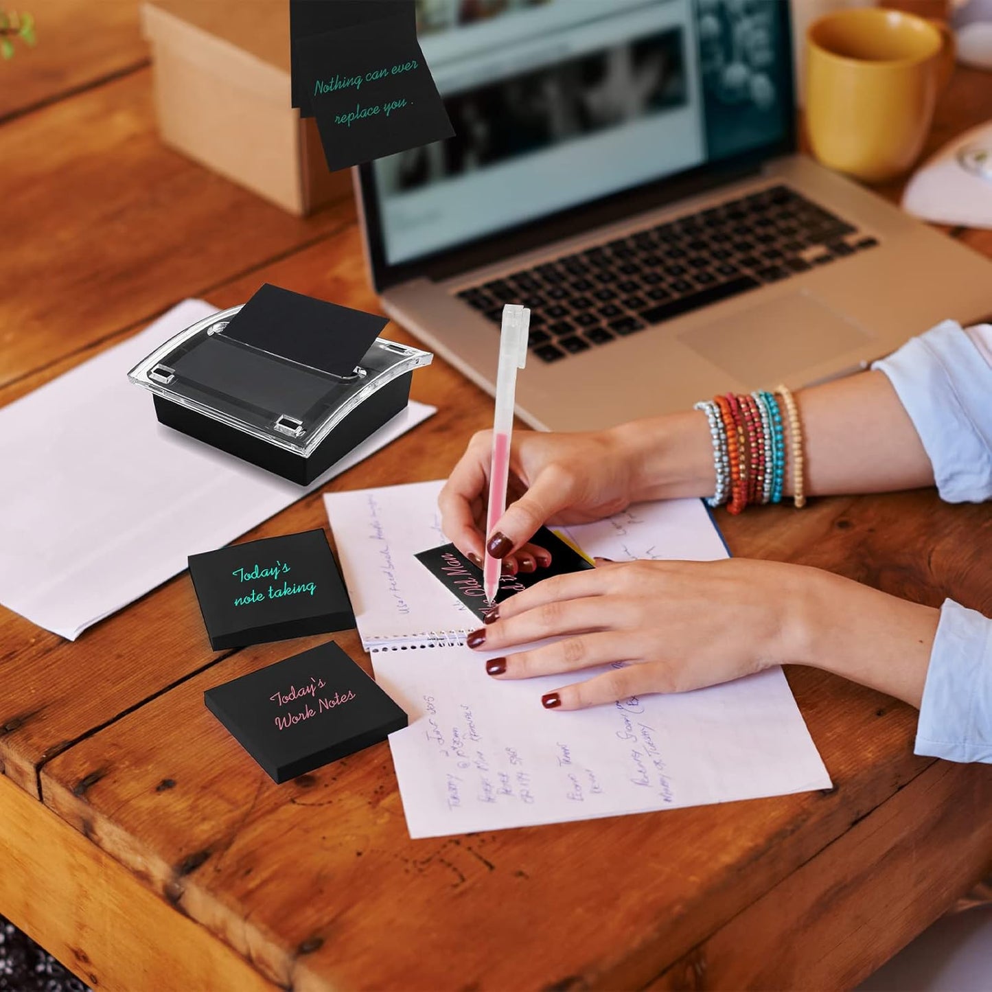 1 Pcs Pop Up Sticky Note Dispenser Sticky Note Holder Pop Up Note Dispenser Transparent Top for 3 x 3 Inch Sticky Notes School Office Home Store Black Base Clear Top (1)