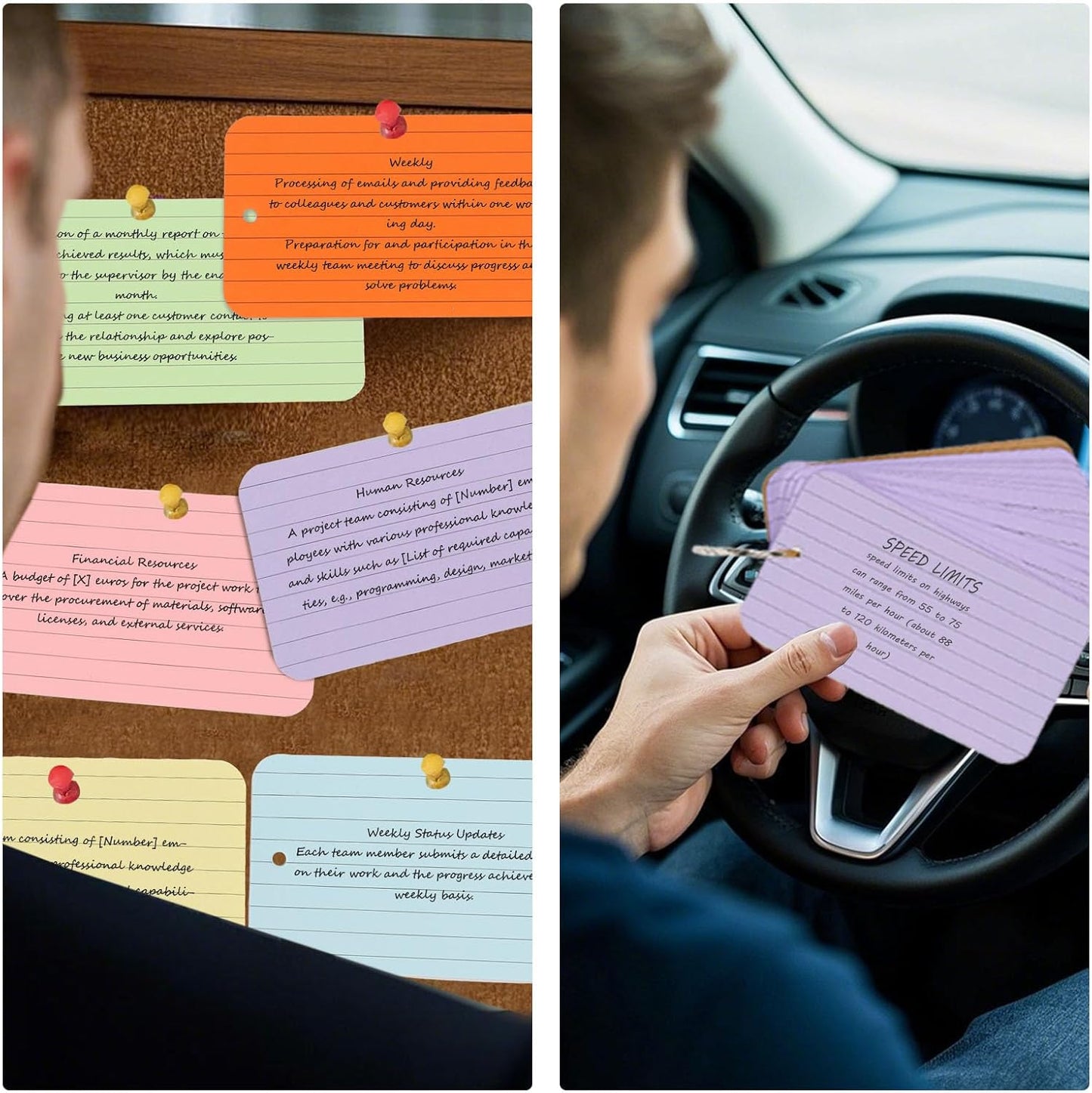 Koogel 300PCS Index Cards with Ring, 3x5 Colored Index Card with Ring for Back to School, Heavyweight Lined Notecards for Studying School Supplies Learning Memory Note Taking To Do List, 6 Colors