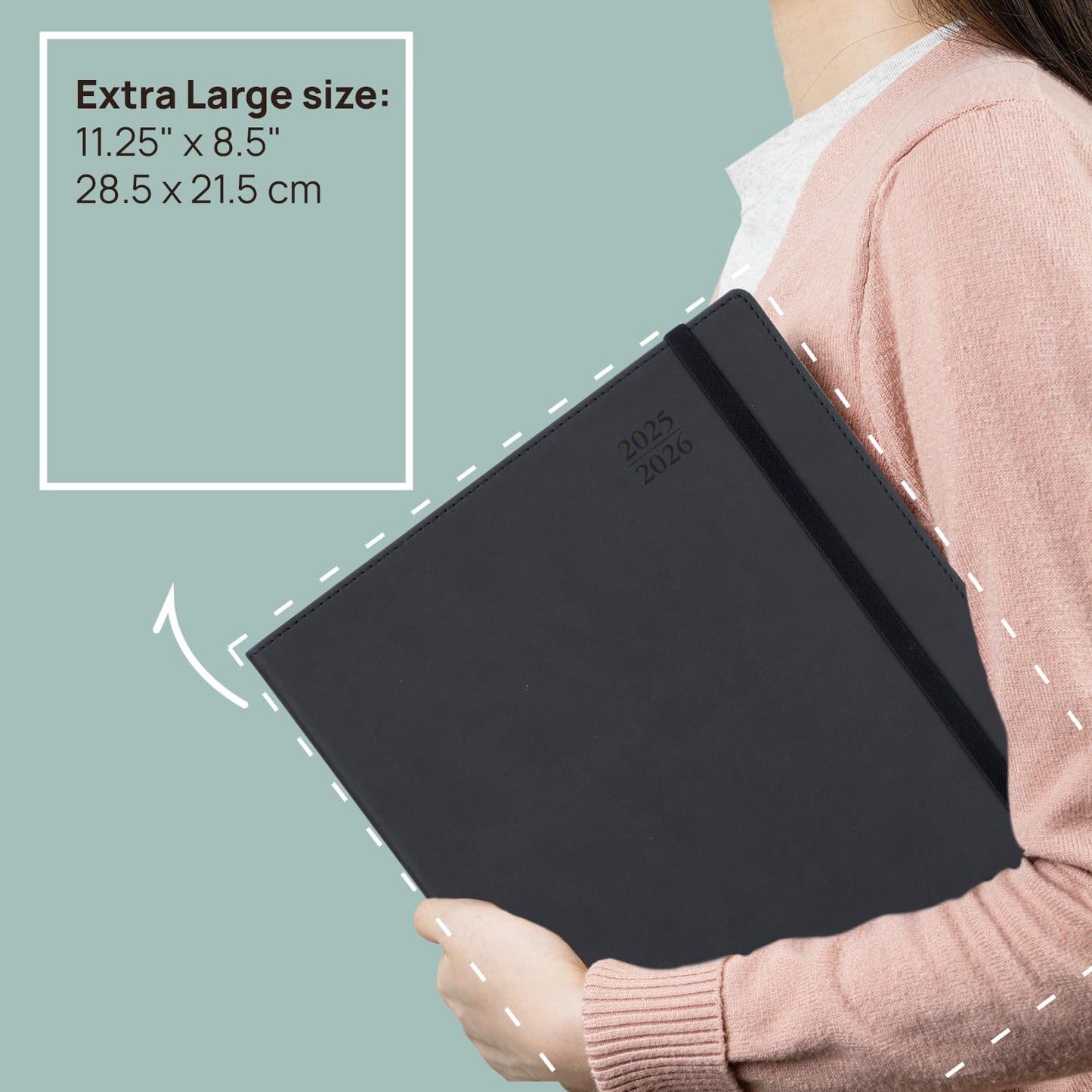 POPRUN Monthly Planner 2025-2026, 8.5'' x 11.25'', 13-Monthly Calendar (July 2025-July 2026) 15-Minute Hourly Appointment Book with Stair Tabs, Soft Cover, 100GSM Paper - Brown