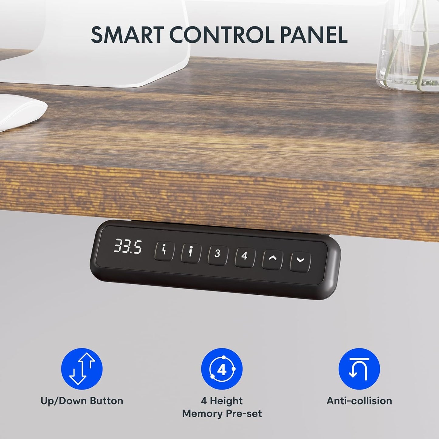 FLEXISPOT L Shaped Standing Desk, 71 x 63 Inch Electric Height Adjustable Corner Desk, Sit Stand Computer Workstation, Preset Controller, Home Office, Black Frame with Rustic Brown Top, Black Drawer