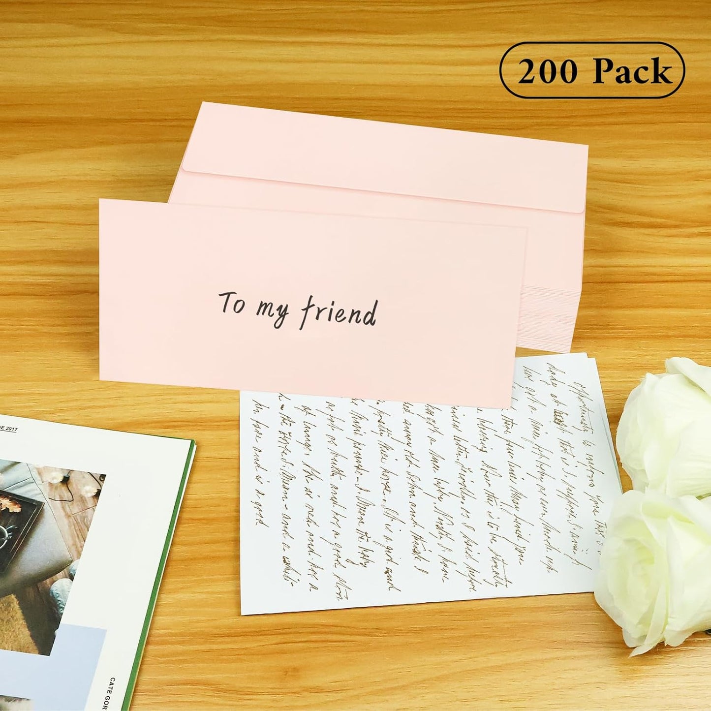 200 Pack #10 Business Envelopes, Blush Pink Standard Envelopes Self Seal, Letter Size Business Mailing Envelopes for Checks Invoices Statements Birthday Graduation Wedding, 4 1/8 x 9 1/2 Inch