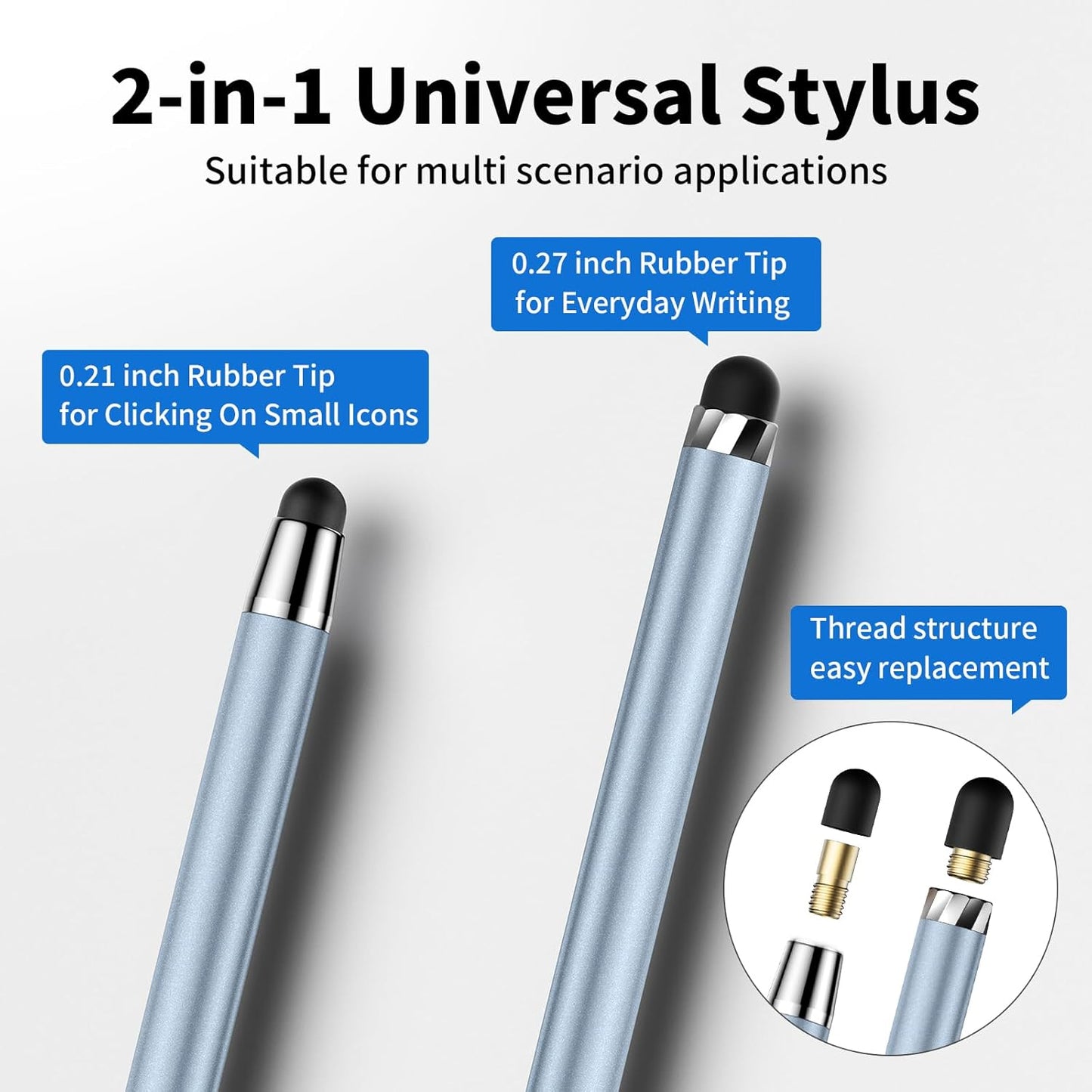 Stylus Pen for Touchscreen,5 PCS Stylus,2-in-1 Stylus Pen for iPad, High Sensitivity Precision Suitable for Touch Screens of iPhone/ipad/Android Tablet(Silver/Blue/Rose Gold/Purple/Light Green)