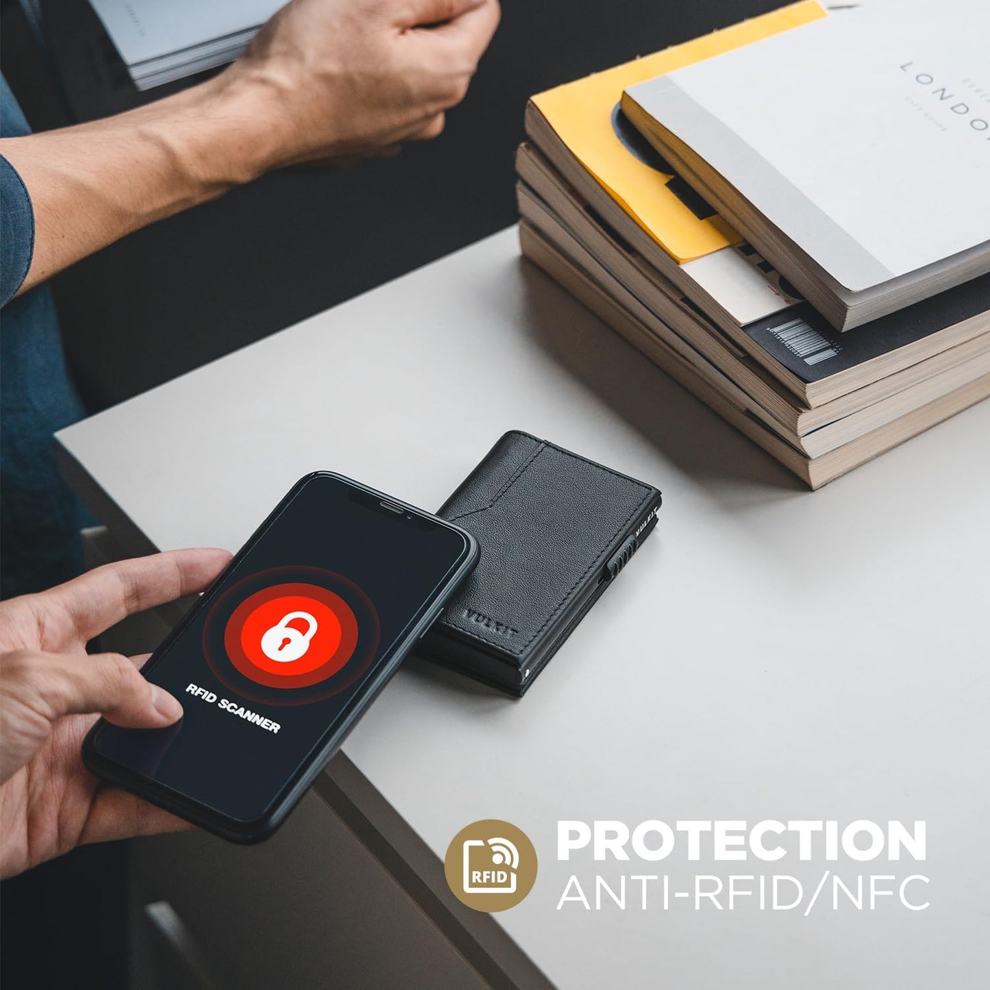 VULKIT Card Holder Wallet with Double ID Windows RFID Blocking Pop Up Wallet Minimalist Design for 12 Cards