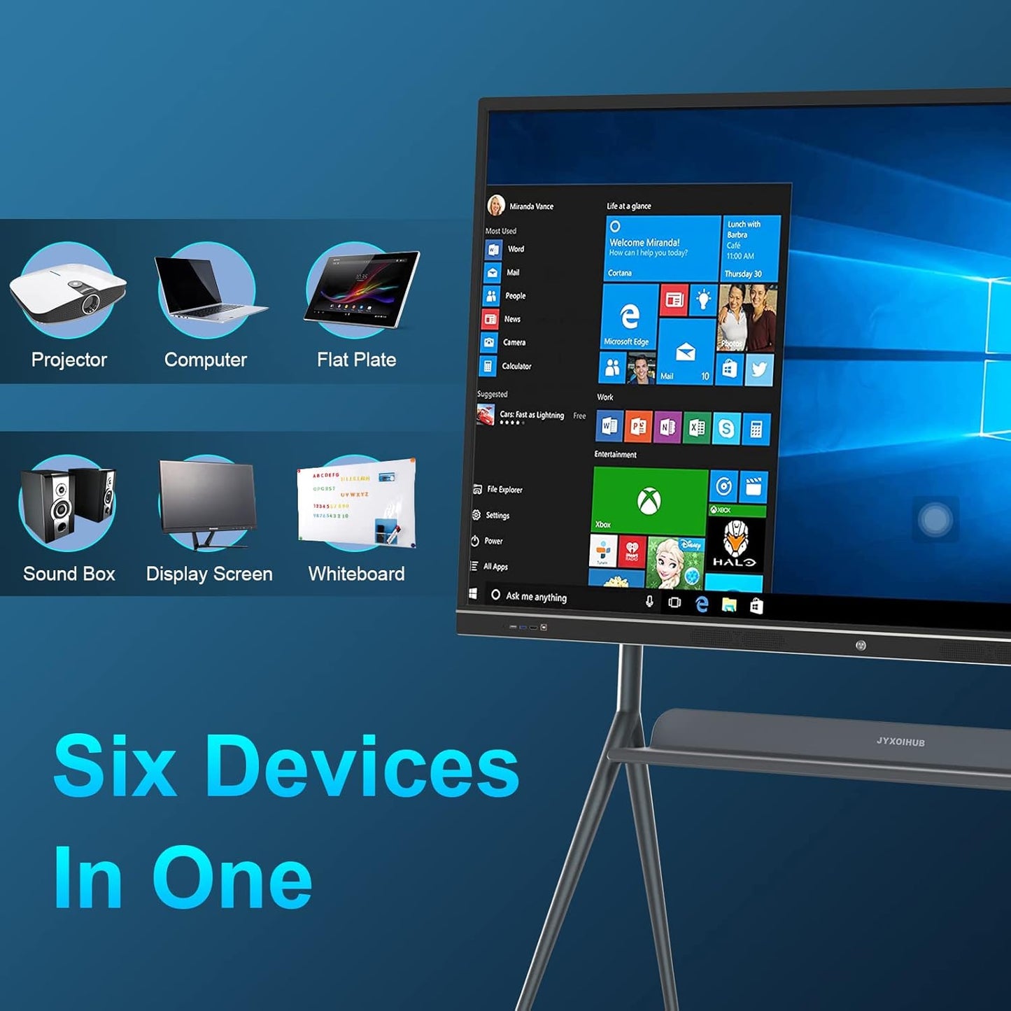 Interactive Whiteboard, 86inch Smart Board with 4K UHD Touch Screen Flat Panel, All in One Digital Electronic Whiteboard Built in Dual System for Conference