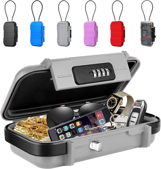 BKNOOU Portable Safe with Removable Chain, Anti-Theft Beach & Travel Safe Box, Waterproof Combination Lock Box for Dorm, Hotel, Car, Home, Office