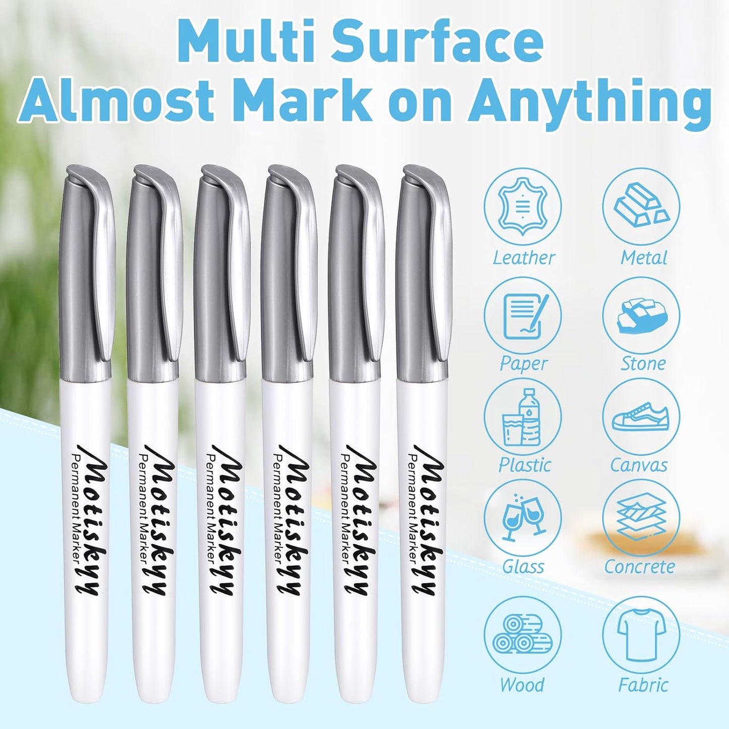 120 Pcs Metallic Permanent Markers Bulk: Silver Metallic Marker Pens Set with Fine Point Tips for Gift Card Making, Artist Illustration, Industrial Marking