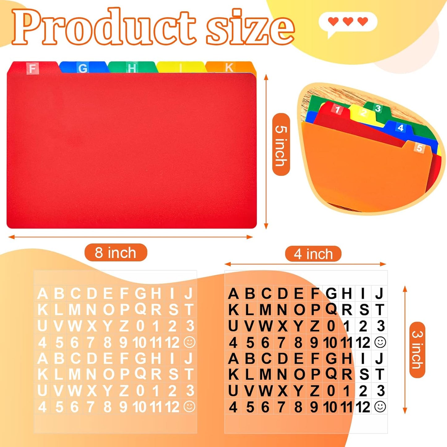 Lewtemi 50 Pcs Index Card Dividers 5 x 8 Inch Index Card Dividers with Tabs Guides with 2 Pcs Alphabet Number Stickers for Office Recipe Business Classroom (Assorted Color)