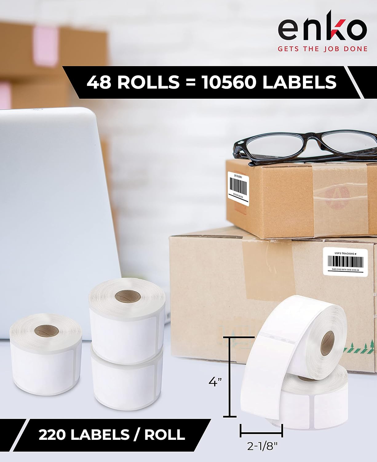 enKo (48 Rolls, 10,560 Labels) Address & Shipping Labels 30323 Compatible for Dymo LabelWriter (2-1/8 x 4")