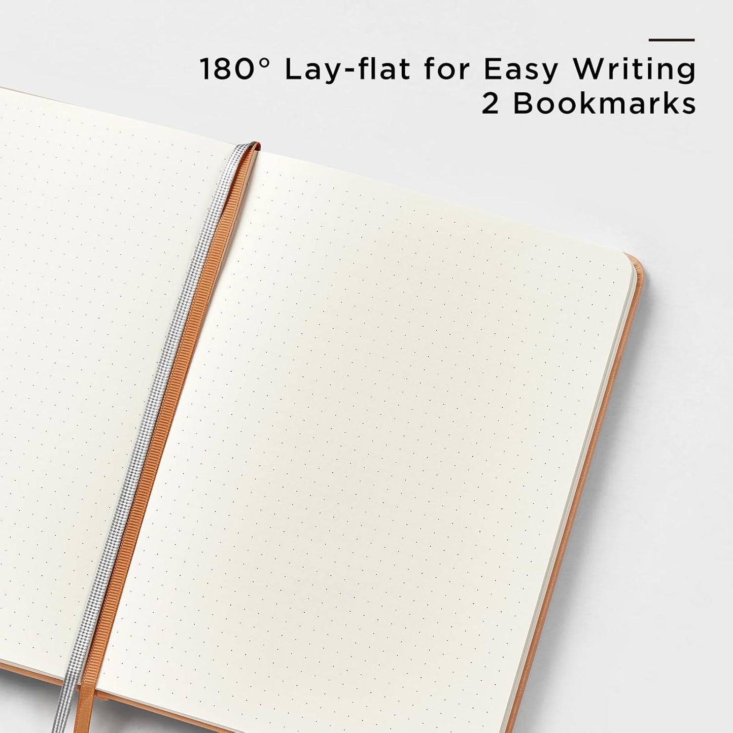 &And Per Se Dotted Journal Notebook, A5 Hardcover Leather Journal, 160 Pages 100 gsm Thick Dotted Paper，3 Sheets of Stickers Included - 5.7'' x 8''(Light Brown)