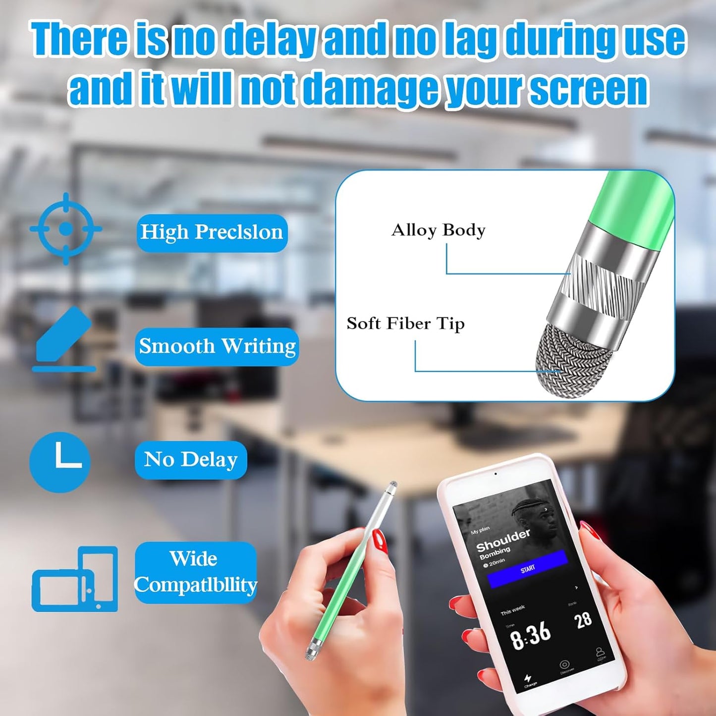 Bopomofo 3PCS Stylus Pen for Touchscreen,Stylus Pen for iPhone/iPad/Tablet Android/Microsoft/Surface,Compatible with Touch Screens(Purple/Pink/Green)