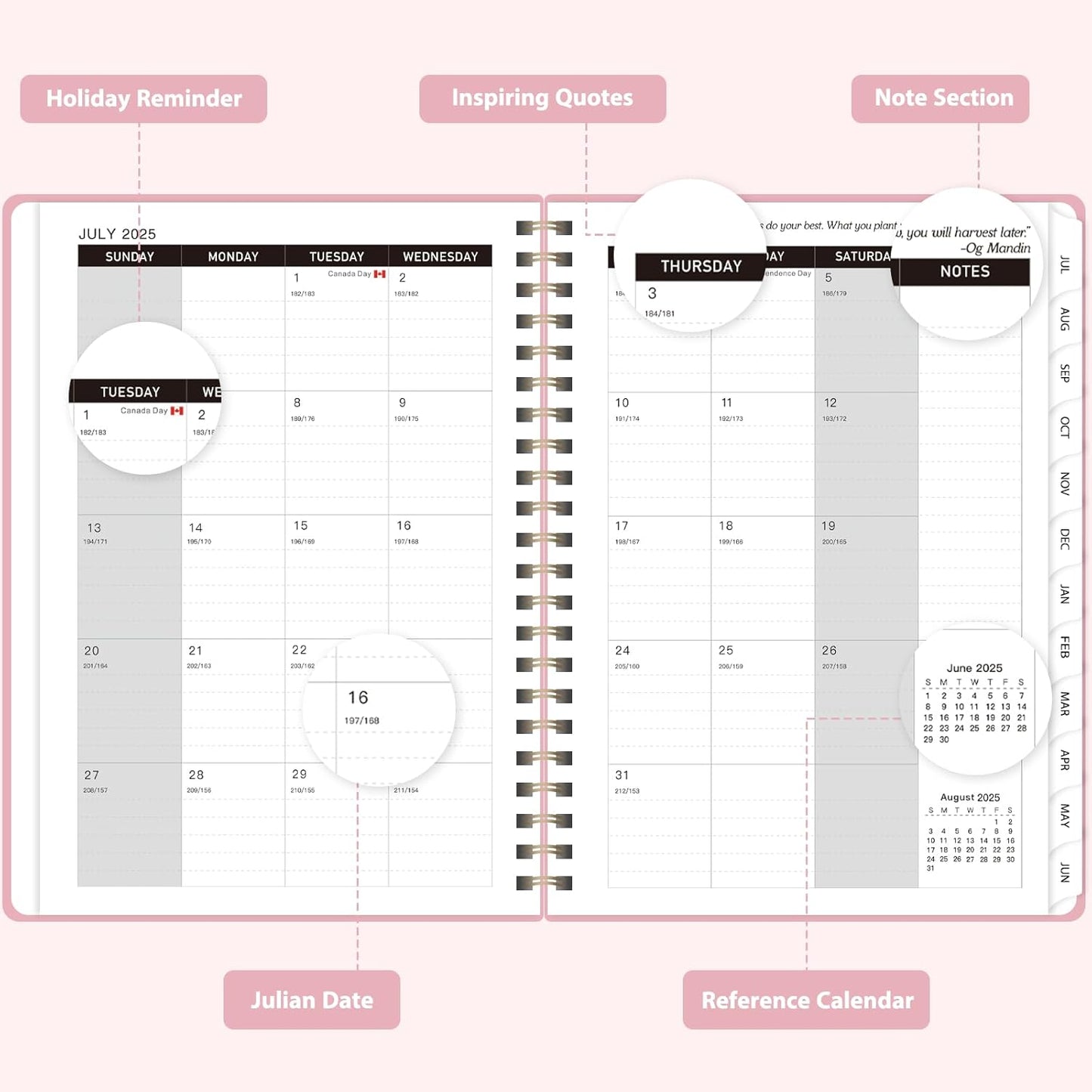 Planner 2025-2026, Weekly and Monthly Calendar Academic Planner (July 2025 - June 2026), Hardcover Teacher School Student Agenda with Tabs, Ideal for School Office Supplies, A5 (6.3" x 8.5")