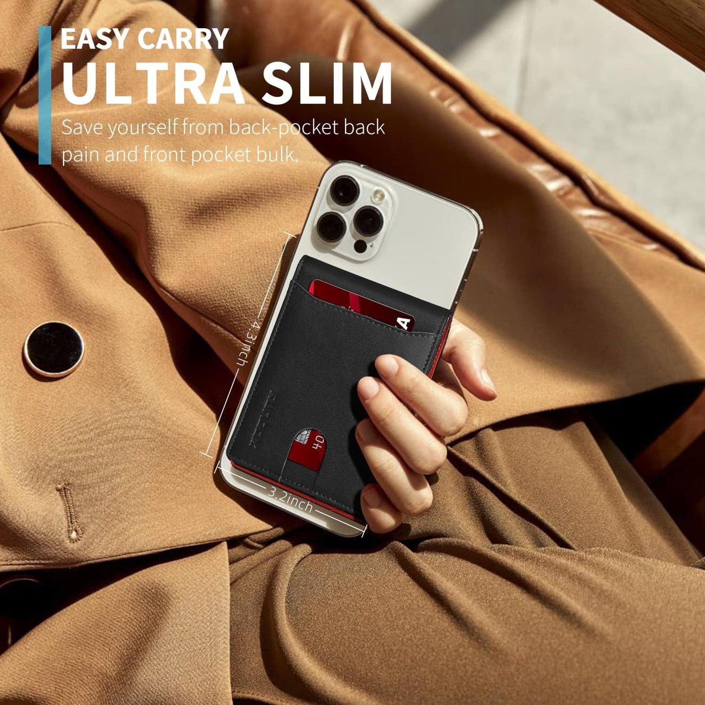 RUNBOX Novelty Wallet for Men Slim 11 Credit Card Holder Slots Leather RFID Blocking Small Thin Men's Wallet Bifold Minimalist Front Pocket Large Capacity Gift Box