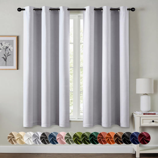 MIULEE Blackout Curtains for Bedroom Living Room 63 Inches Long 2 Panels, Thermal Insulated Room Darkening Drapes Solid Grommet Noise Reduction Light Blocking Window Curtains 40x63 Inch Greyish White