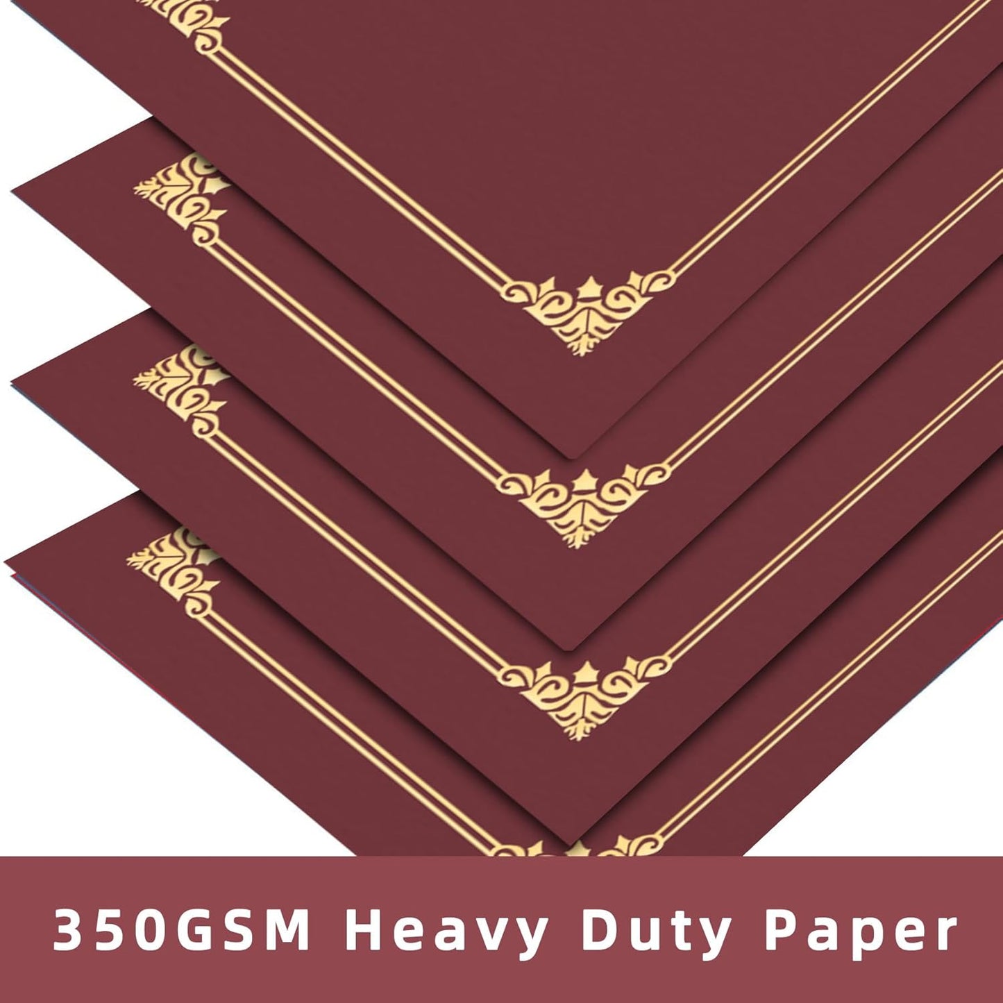 HAUTOCO 90 Packs Certificate Holders, Burgundy Diploma Holders, Document Award Covers Certificate Folders with Gold Foil Border for 8.5x11 Letter Size