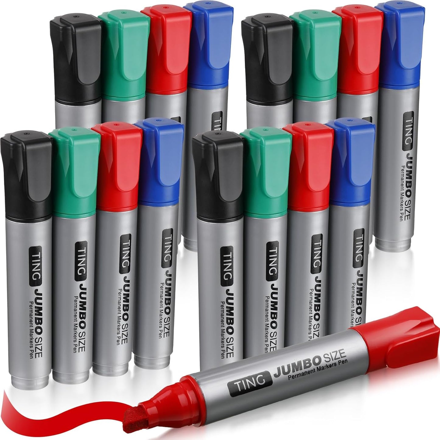 Fuutreo 16 Pcs Jumbo Size Permanent Markers Bulk Large Chisel Tip Permanent Markers Thick Waterproof Jumbo Pens Set Huge Poster Supplies(Multicolor)