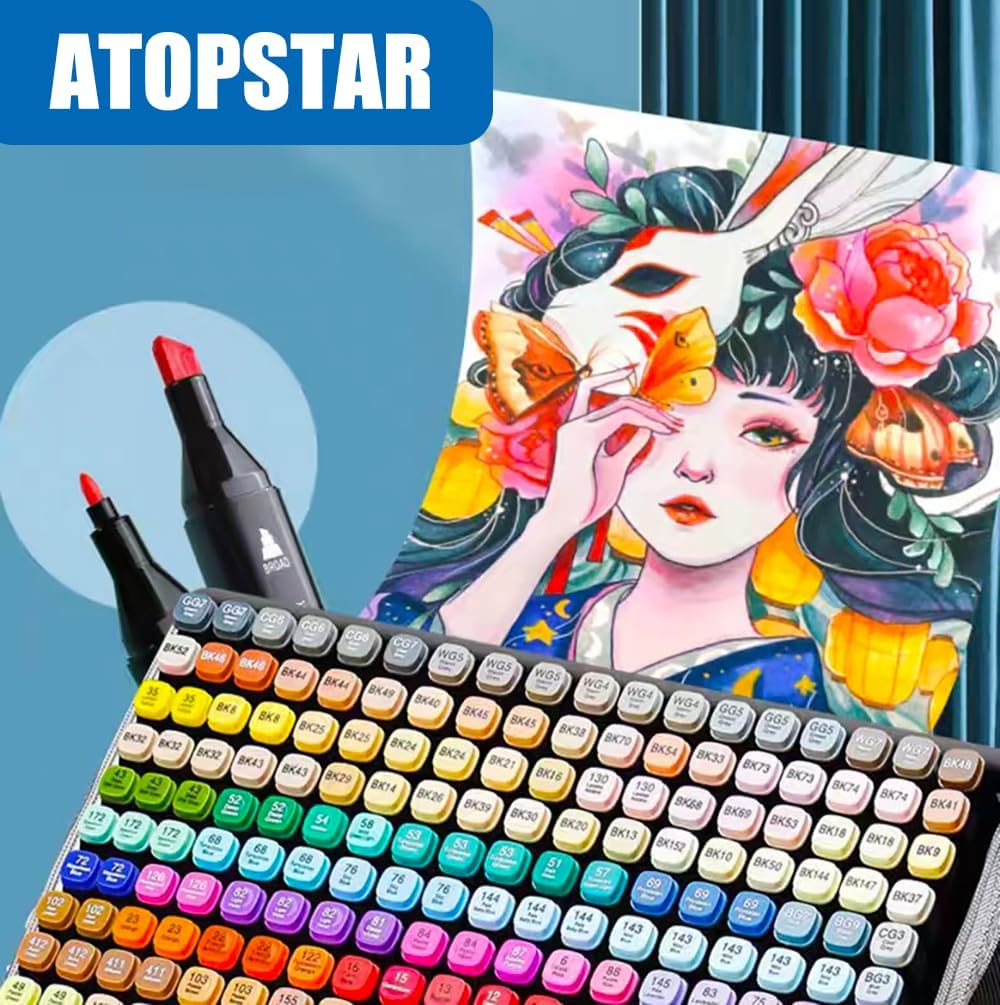 262 Colors Alcohol Markers for Artist Drawing - Dual Tip Art Markers for Adult Coloring Painting Supplies (262 Black Shell)