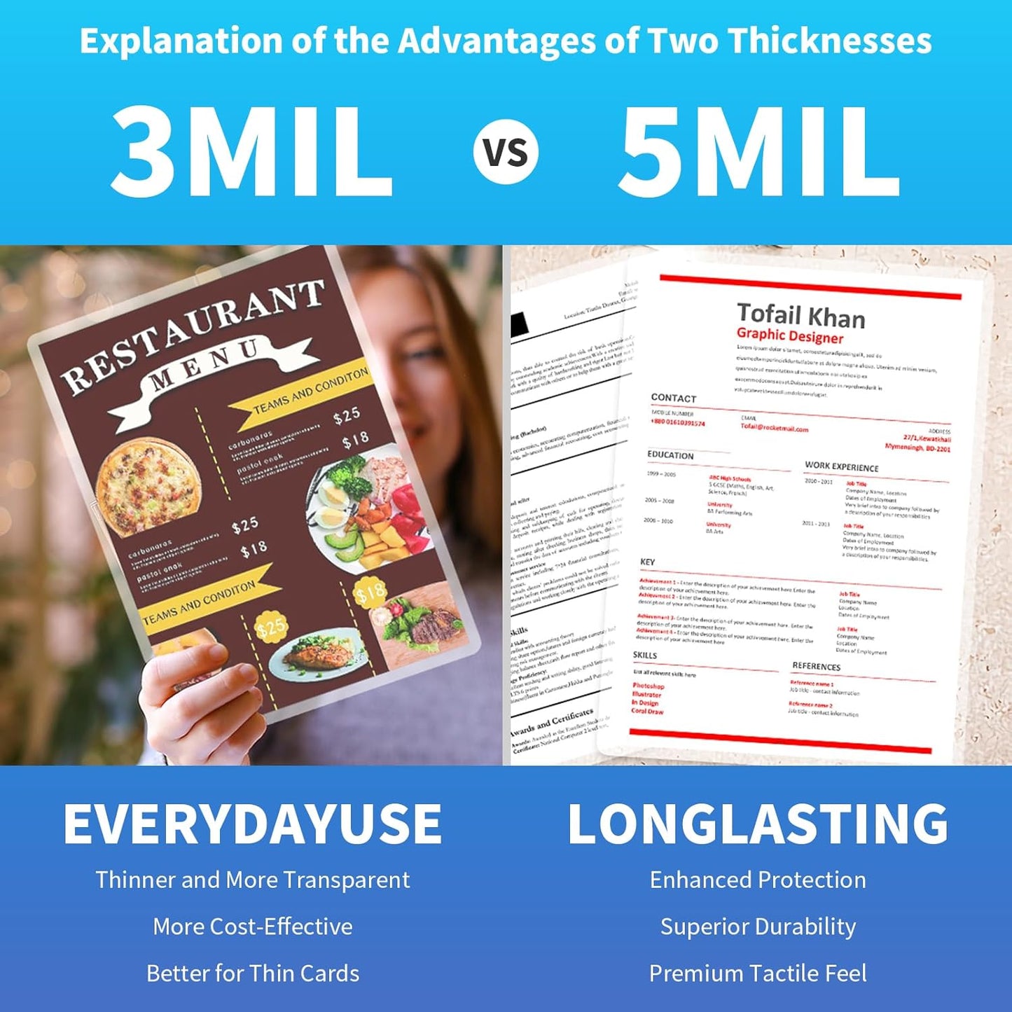 Clear Thermal Laminating Pouches – 9 x 11.5 Inch, 3 mil Thick (500 Pack) – Professional-Grade Lamination Sheets for Documents, Photos & Crafts – Fits 8.5 x 11 Letter Size Paper - [3mil 500 Packs]