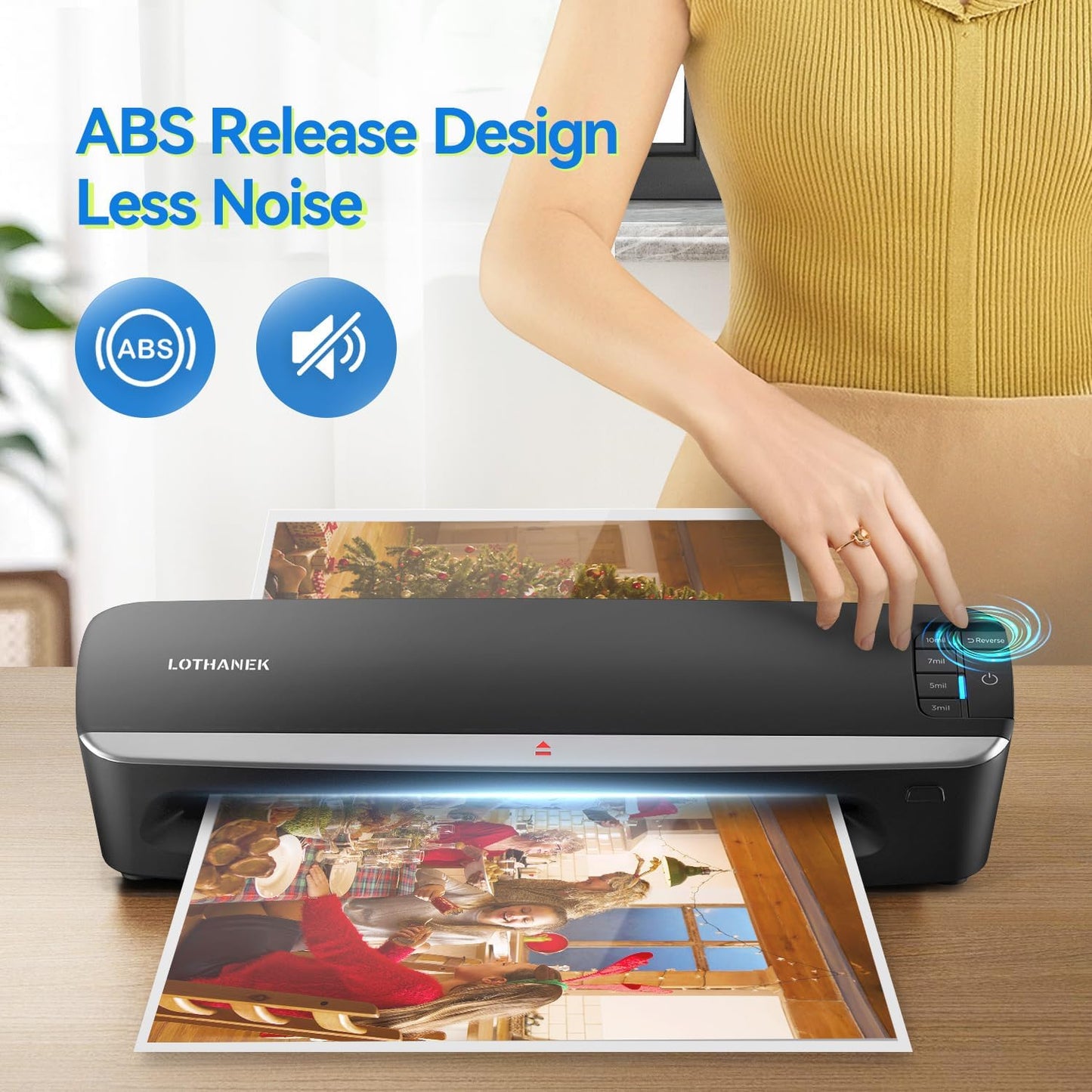 13 inch 4-Roller Laminator Machine, 3-10 Mil 60-Second Warm-up A3 Commercial Laminating Machine with 50 Sheets, LOTHANEK Heavy Duty Thermal Machine for Home, School Office Teacher Use