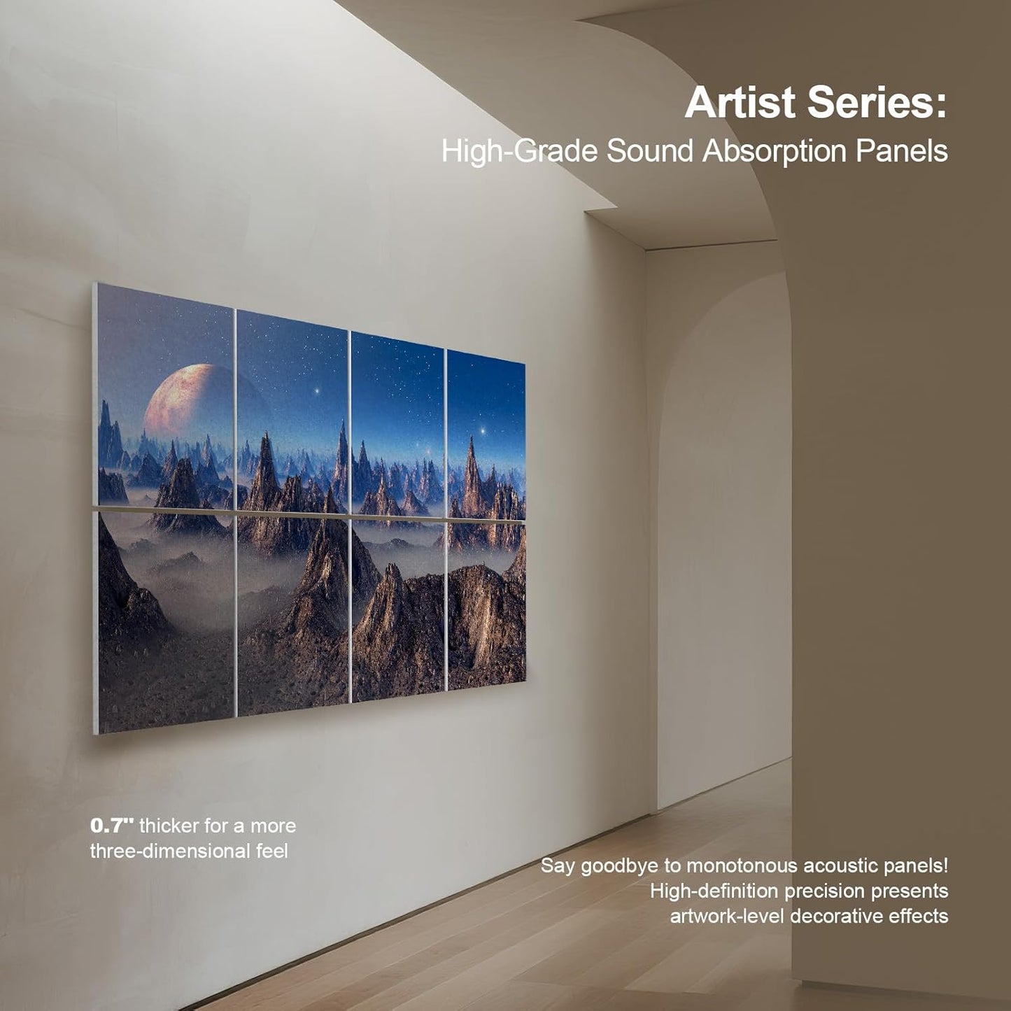 UMIACOUSTICS 8 Pcs 0.7Inch Thick Art Acoustic Panels, Total 47.2” x 31.5” Decorative Acoustical Wall Panels, Sound Absorbing Art Panels for Home, Office, Hotel, Astral Mystery Realm