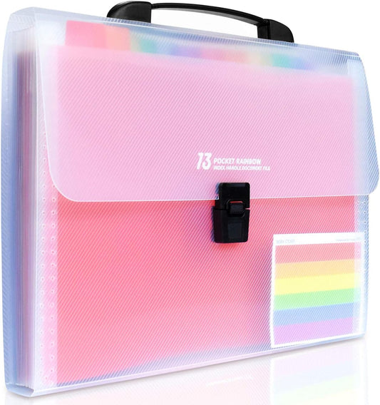 13 Pocket Portable Expanding File Folders, Accordion File Document Organizer with dividers for Any Paper and Document - Rainbow