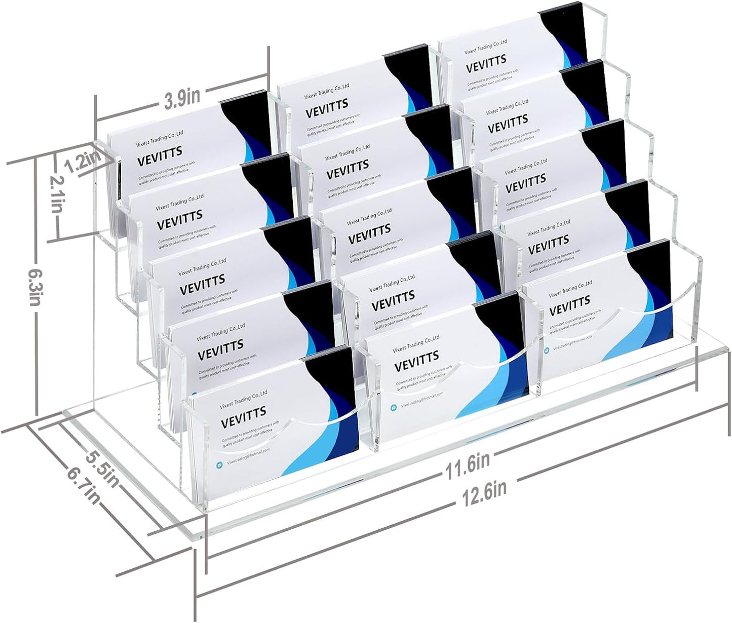 Acrylic Business Card Holder for Desk Multiple Business Card Holders Business Card Organizer Business Card Display Rack Clear Plastic Business Card Stand for Home Office (15 Slots)