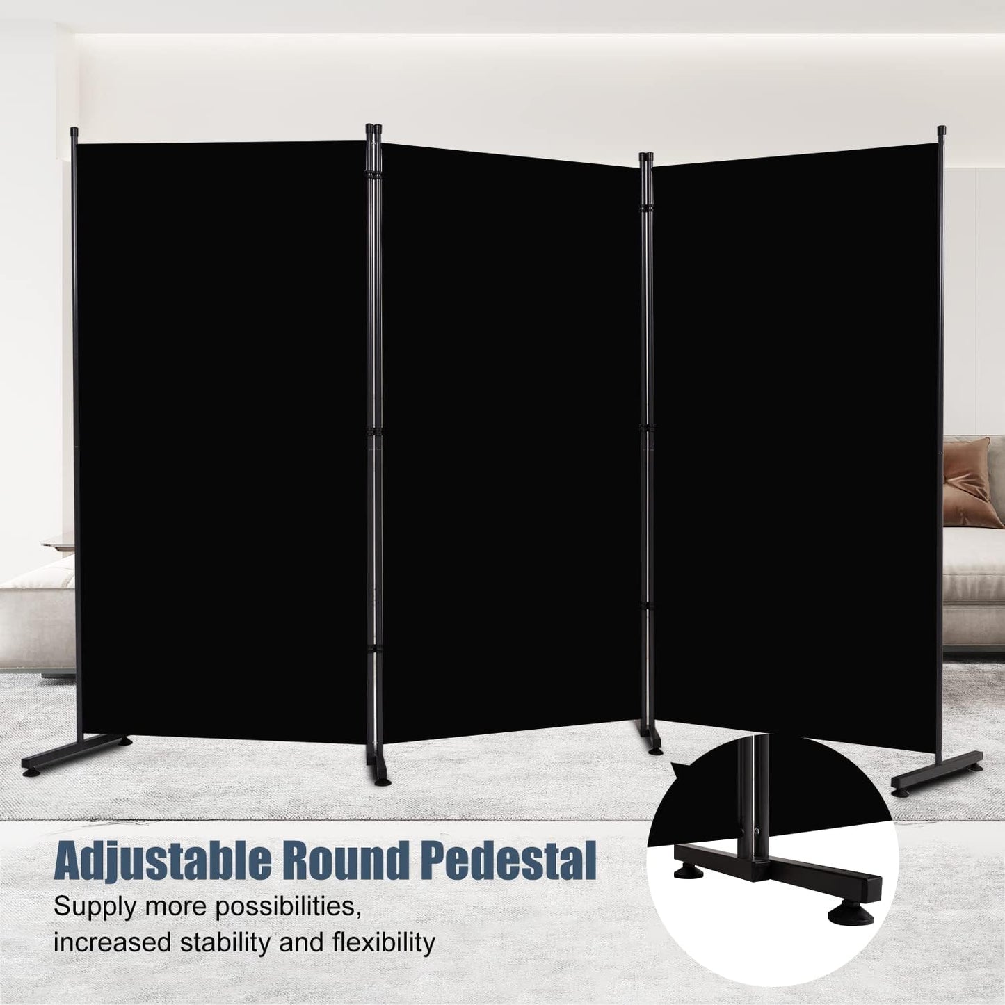 Room Divider 6ft Room Dividers and Folding Privacy Screens, 3 Panel Partition Room Divider Fabric Panel, Indoor Wall Divider for Room Separation Freestanding Space Separators for Bedroom Office Studio