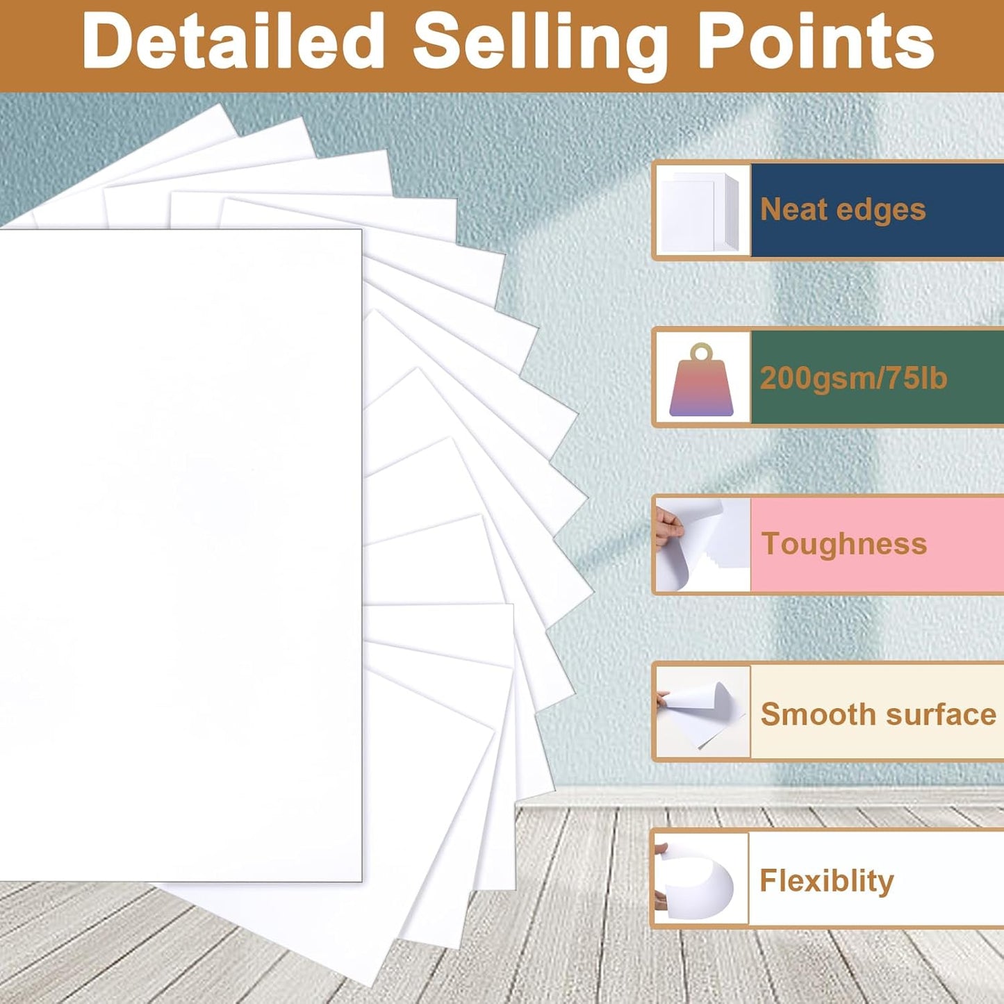 100 Sheets Bright White Cardstock 8.5 x 11 Printer Paper, 200gsm/75lb Thick White Construction Paper Card Stock for Certificates, Menus, Cards Making, Business Cards, School Crafting