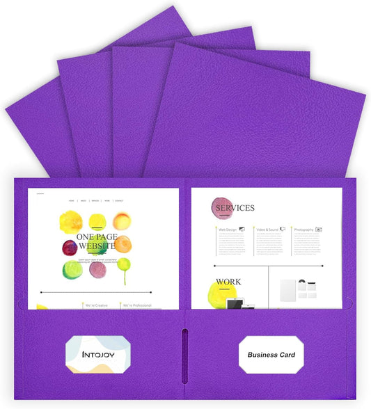 Folders with Pockets,IntoJoy 50 Pack 2 Pocket Folders Fit Letter Size Paper File Folders for School Office Business Home Filing Resume Portfolio (Purple)