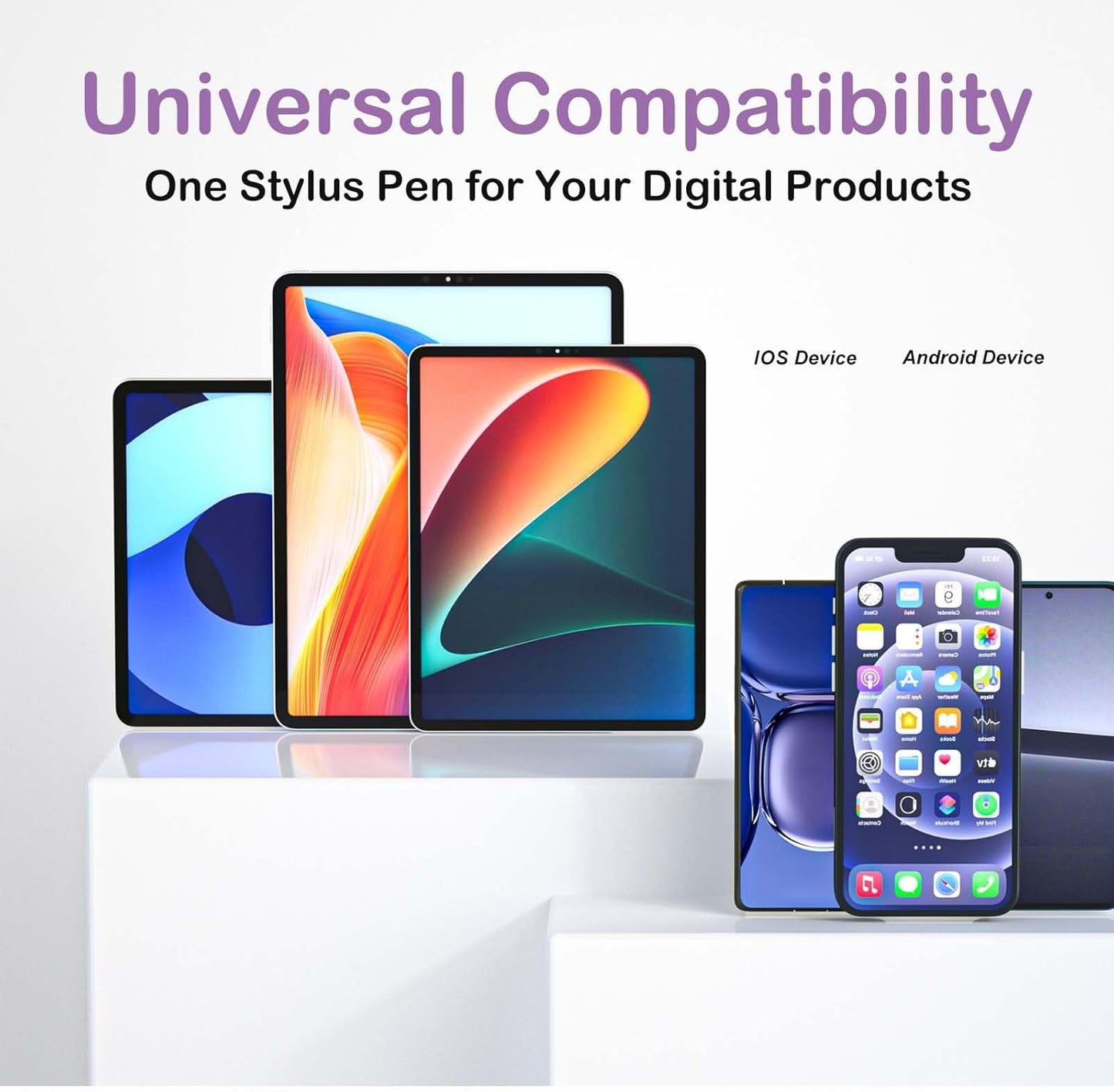 Universal Stylus Pen Compatible for iOS&Android Touch Screen, Pencil with Dual Touch Function,Rechargeable Stylus for iPad/iPad Pro/Air/Mini/iPhone/Cellphone/Samsung/Tablet Drawing&Writing (Purple)
