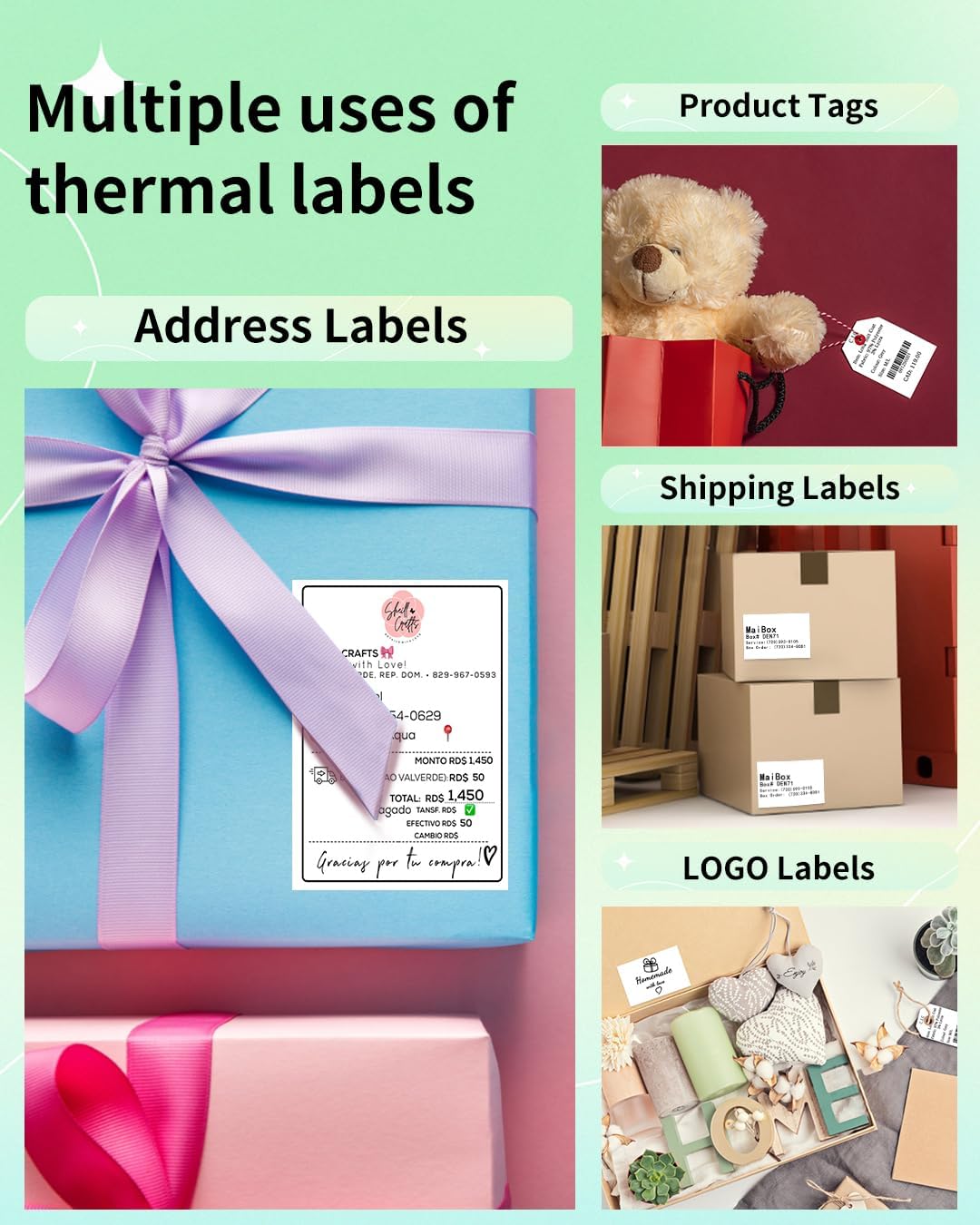 Phomemo 2" White Round Label Stickers Roll for 4X6 Thermal Label Printer for Small Business Supplies - Commercial Grade Thermal Labels for Custom Stickers Personalized & Business Logo - 750pcs / Roll