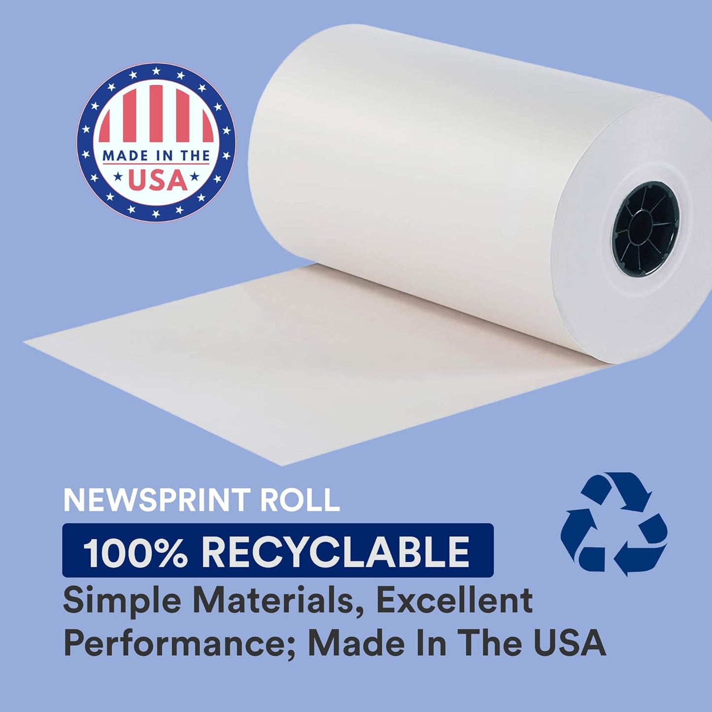 BOX USA Packing Paper Roll 1440'L x 48"W - 1,000 Sheets 17” Long Equivalent - Large White Newsprint for Shipping, Packaging, Storage and Moving Supplies