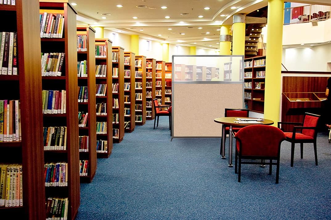 Versare Hush Screen Portable Room Divider | Workstation Wall Divider | Freestanding Privacy Hush Panels | Clear Fluted Windows | Fabric Office Divider Screen | Great for Room Separation