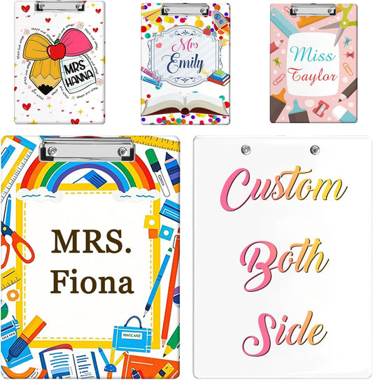 Custom Acrylic Clipboard with Name Logo Personalized Decorative Clipboard for Kids Women Men Custom Gift for Teachers Nurses Coaches Office