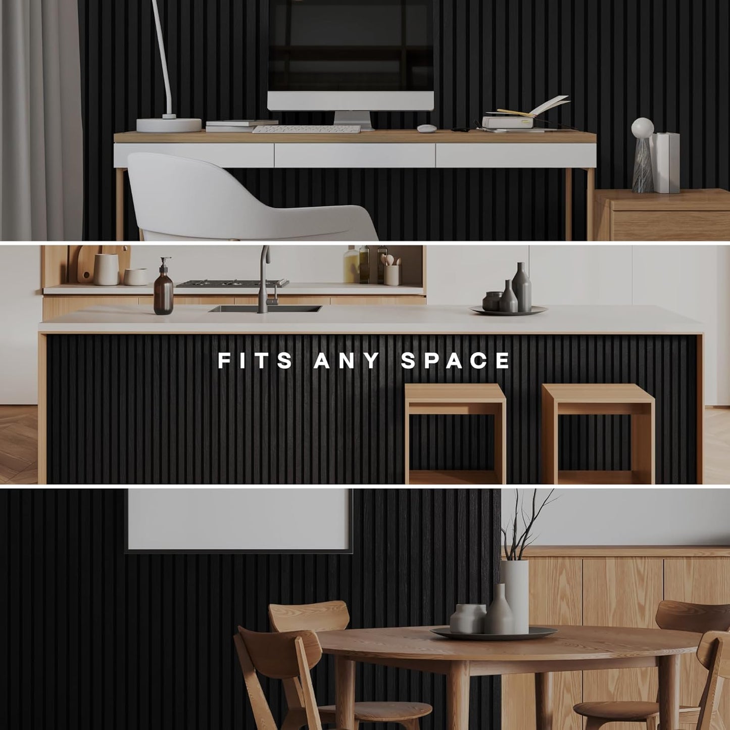 2-Pack Acoustic Wall Panels - Wood Slat Wall Decor - Soundproof Panels