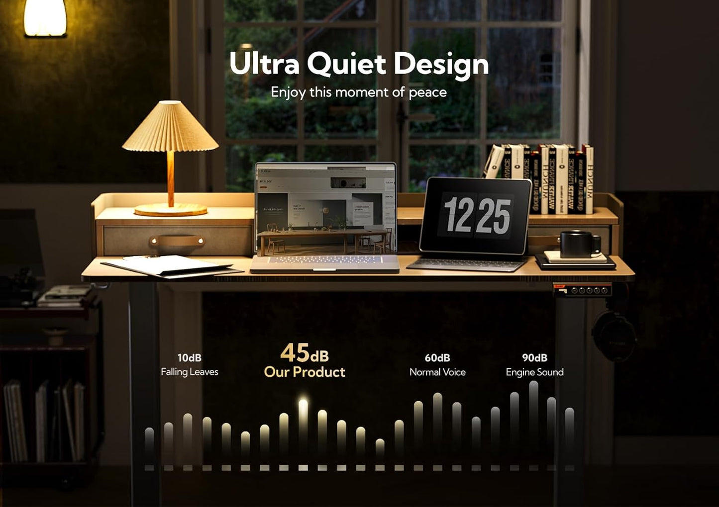 Claiks Standing Desk with Drawers, Adjustable Stand Up Electric Standing Desk Adjustable Height with Storage Shelf and Splice Board, 63 Inch, Natural