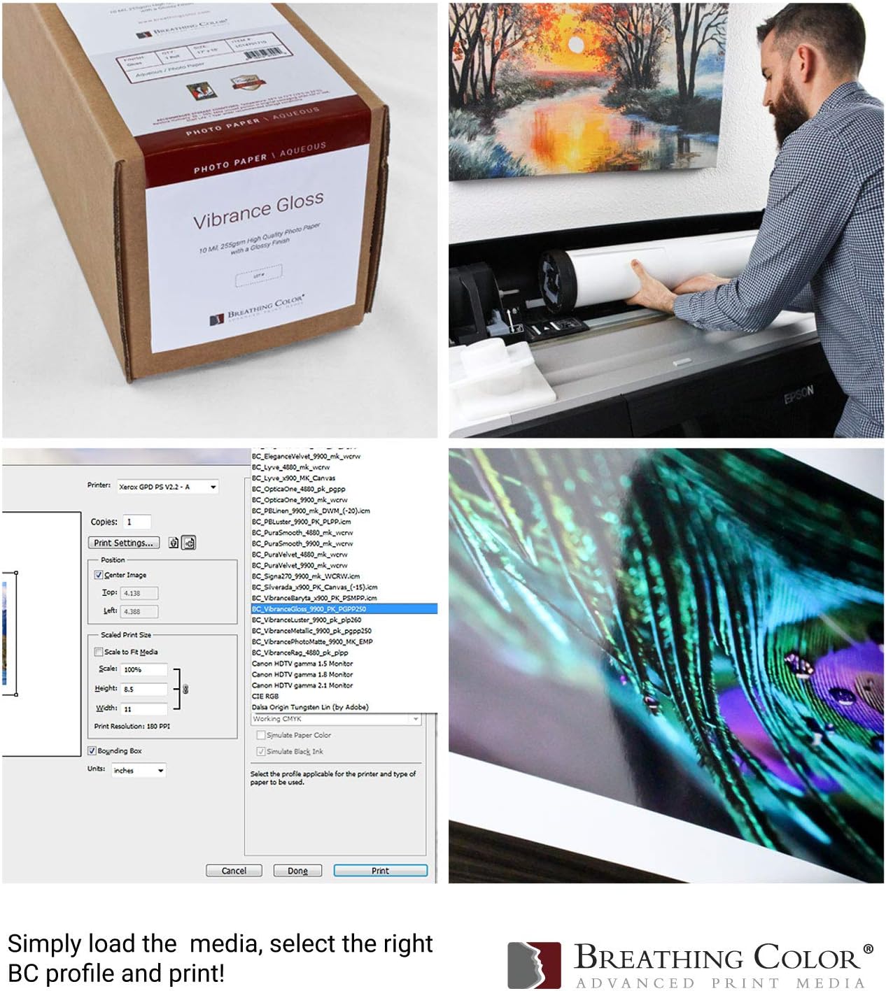 Vibrance Gloss Photo Printer Paper 10 mil 255 gsm Glossy Finish Premium Photo Paper Roll on 3inch Core 17 inches x 100 feet Works with Most Inkjet Printers Including Professional Makes and Models