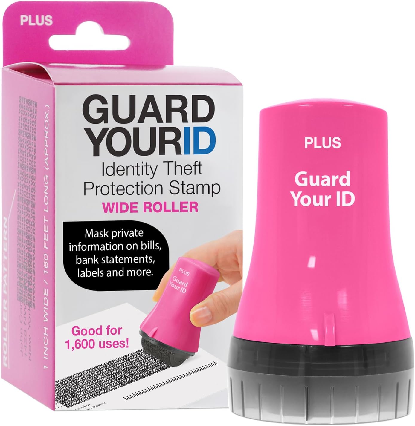 Guard Your ID Wide Advanced Roller 2.0 Identity Theft Prevention Security Stamp Pink