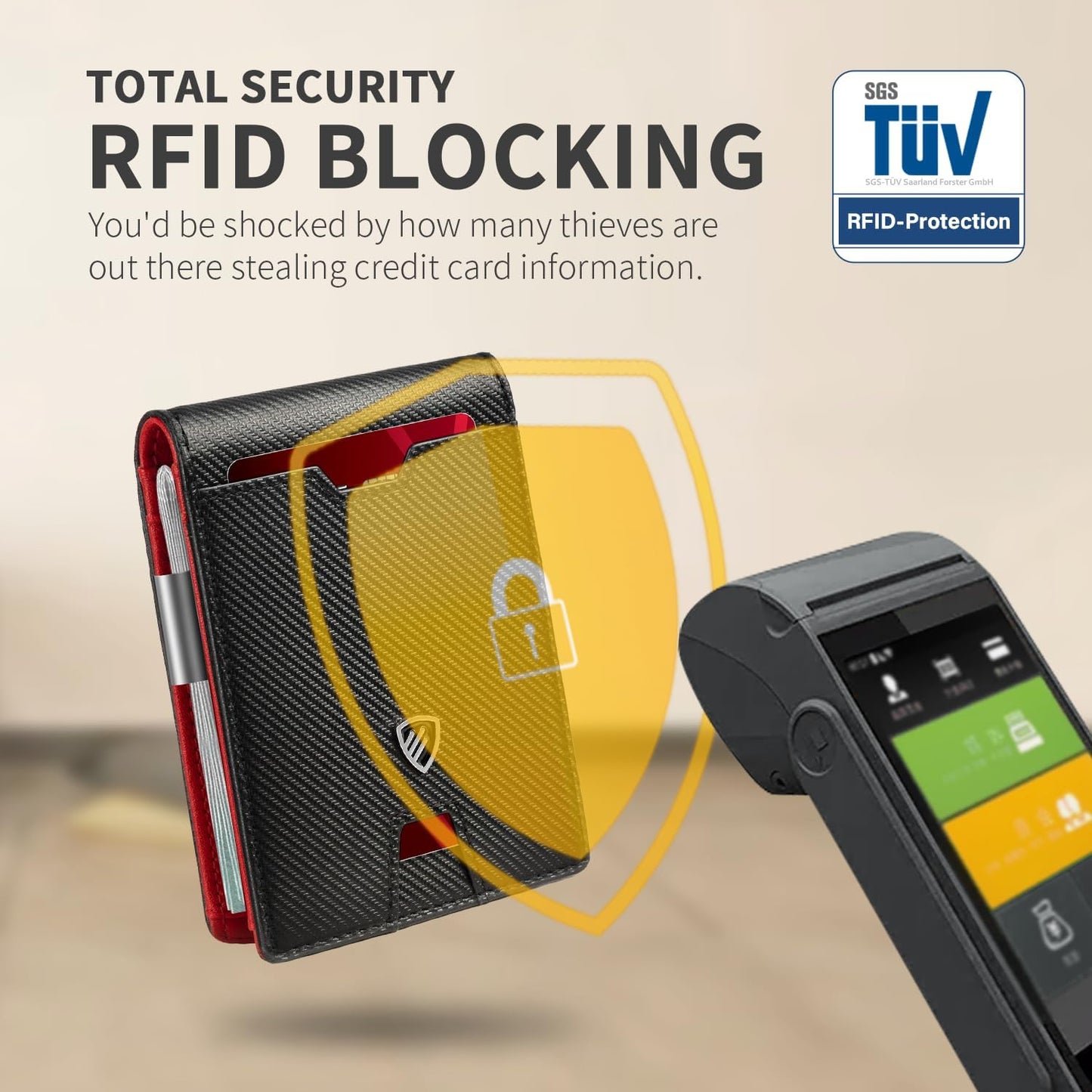 RUNBOX Mens Slim Wallet with Money Clip RFID Blocking Bifold Credit Card Holder for Men with Gift Box