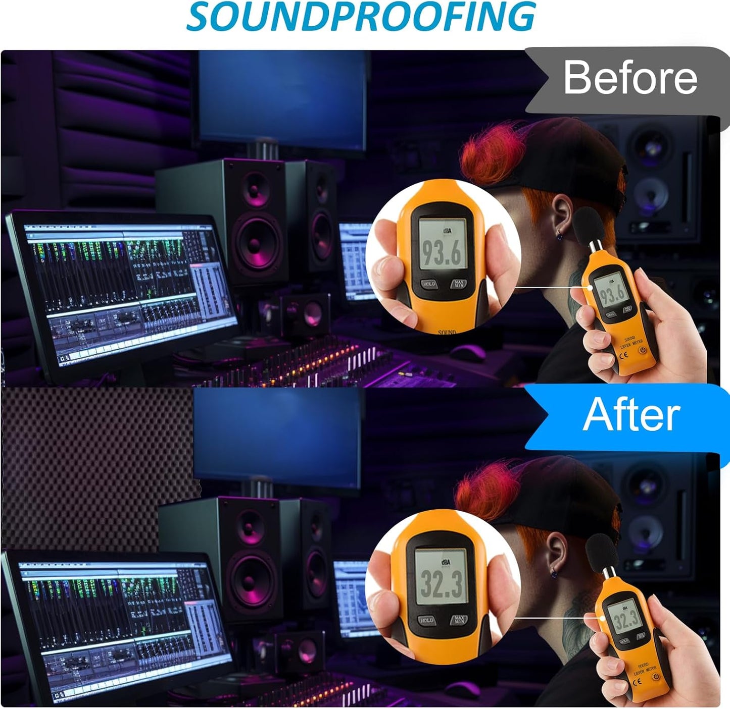 1 pack, 48x24x2 inches acoustic foam panels Egg Crate Foam Padding sound proof panels for walls Soundproof Foam Studio Acoustic Treatment Studio Foam panels Soundproofing Used to Absorb Echoes