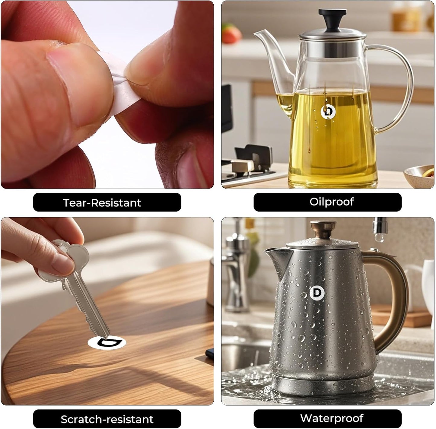 Letter D Round Labels 0.5 Inch Vinyl Circle Capital Alphabet Stickers Self-Adhesive Removable Waterproof Dots Tags for Home Office Inventory 1000 PCS