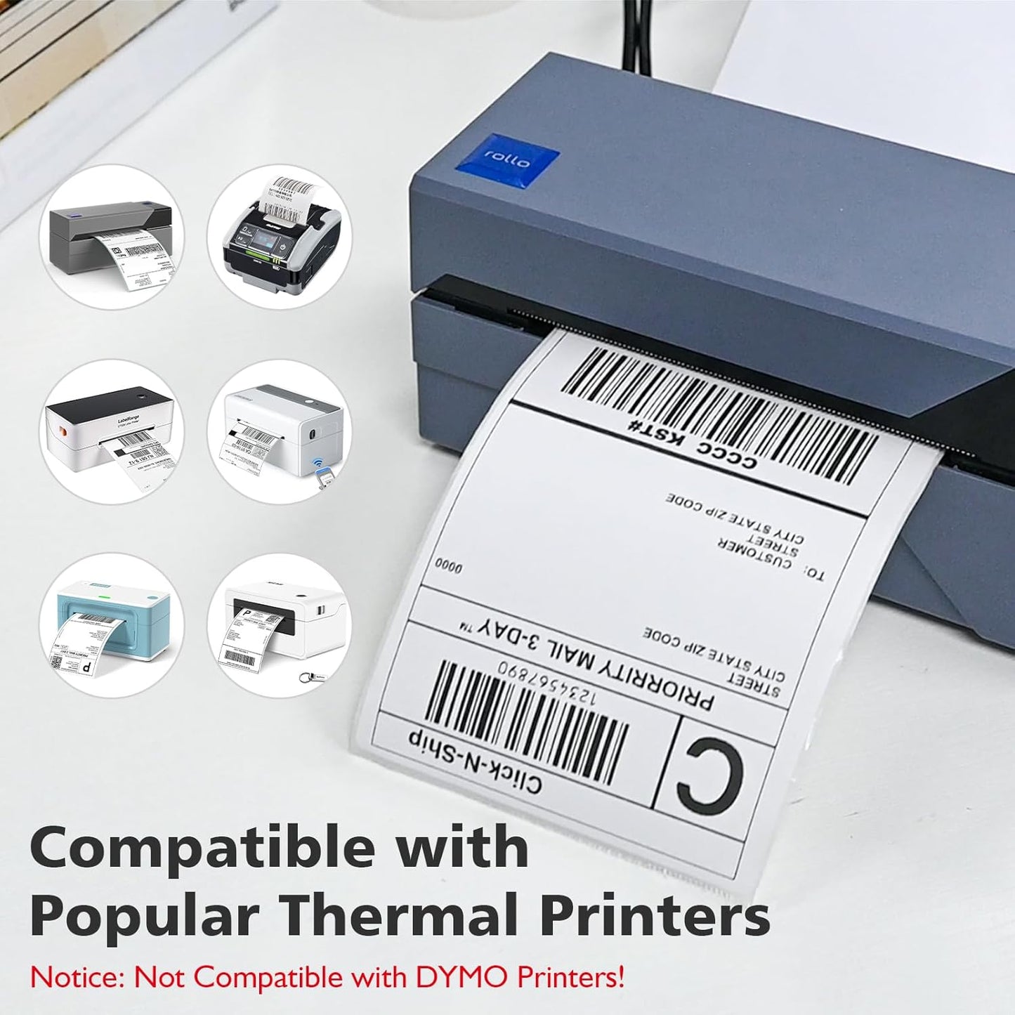 DGBDPACK 4"x6" Direct Thermal Shipping Labels 600 Lables/2 Roll (300 Pcs per Roll) Compatible with Zebra Rollo Beeprt Printer Permanent Adhesive