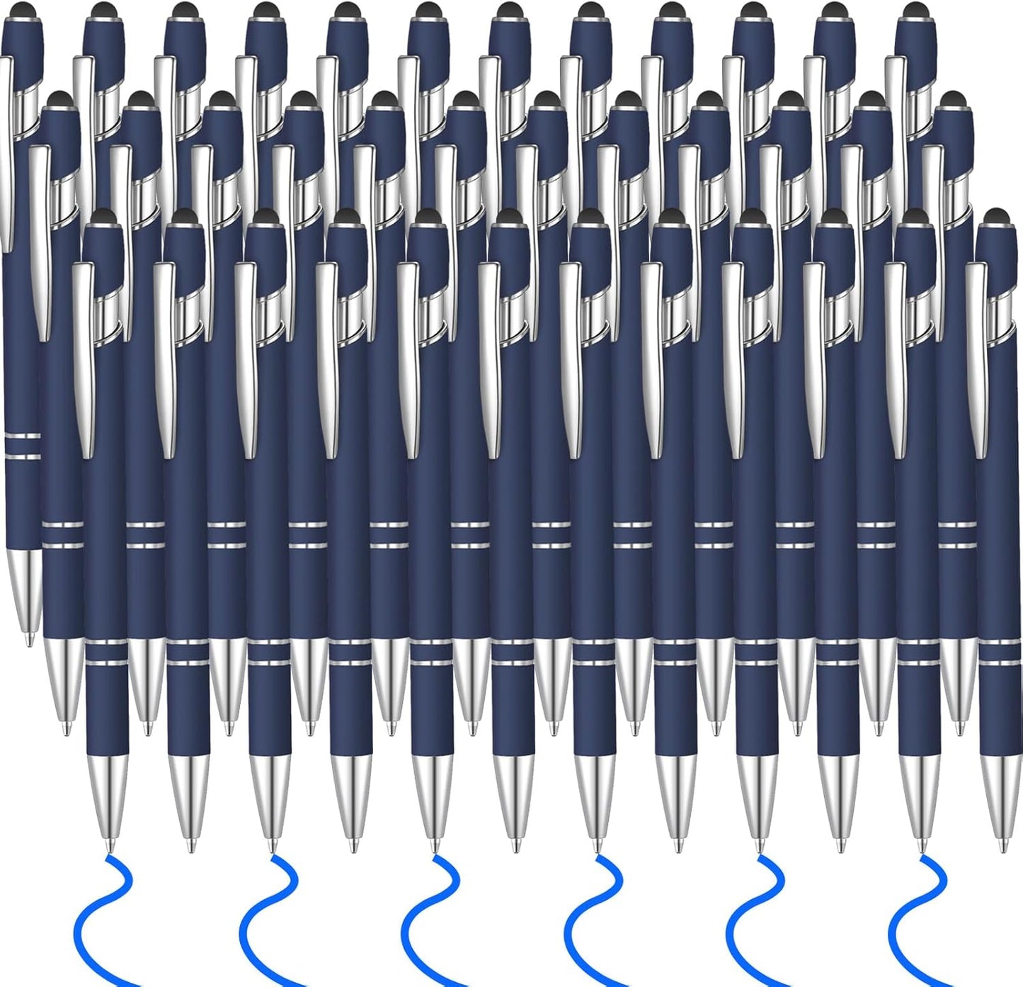 36 Pcs Blue Ink Ballpoint Pen with Stylus 2 in 1 Ballpoint Pen for Touch Screens School Office Coworkers (Blue)